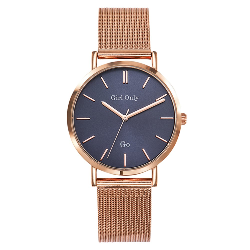 GO Girl Only Candide Quartz Women's Watch - Dark Blue Dial, Rose Gold Case & Steel Mesh Band | Elegant Dress Watch for Women, Perfect for Office, Parties & Special Occasions (Model 695905)