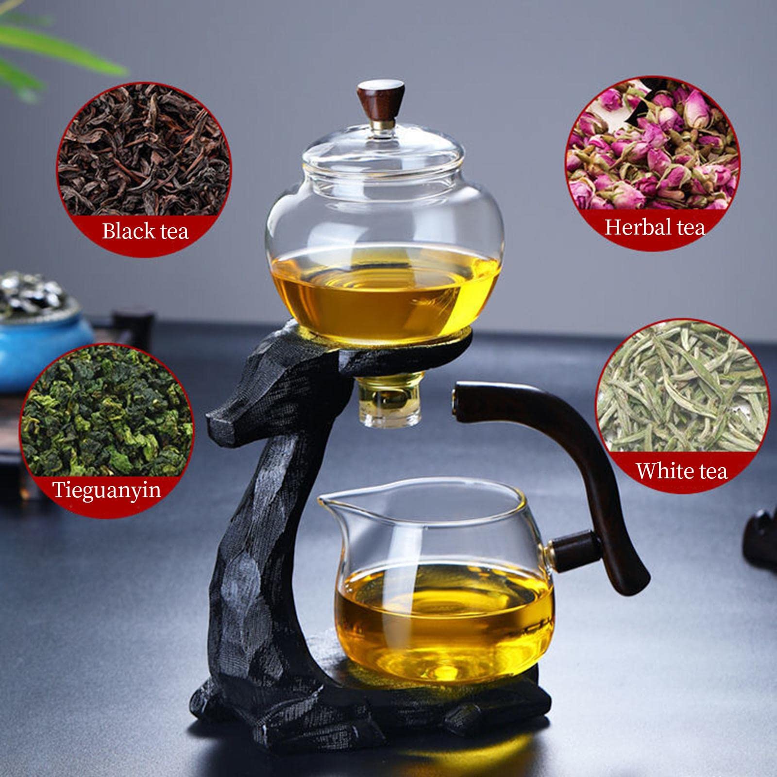 Premium Automatic Glass Drip Tea Pot with Infuser - High Borosilicate Glass Tea Maker Set for Office & Home Use - Perfect for Loose Leaf Tea Brewing, Gift Giving & Relaxation Moments