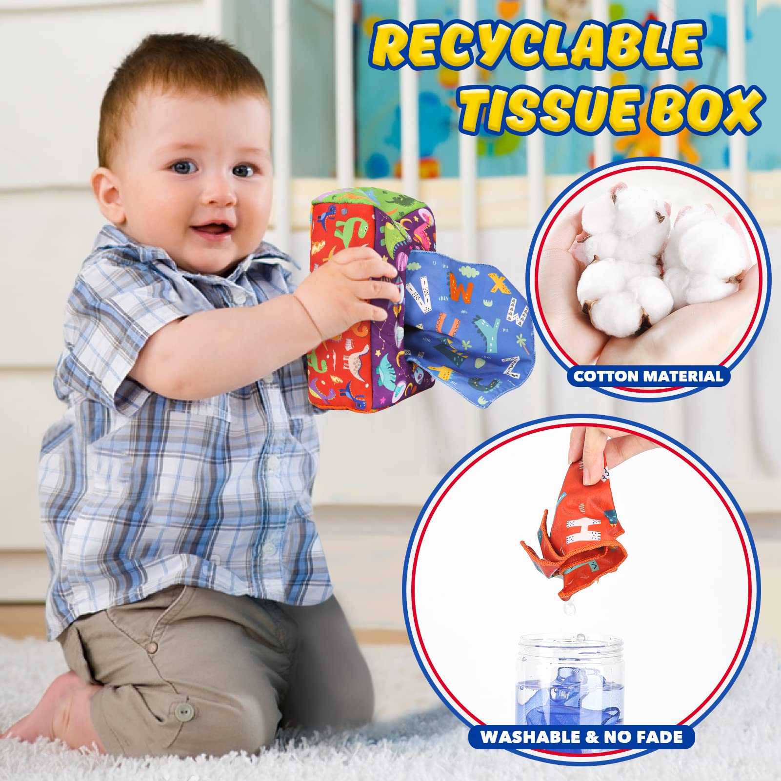 Magic Tissue Box Toy for Babies 6-12 Months - Montessori Sensory Learning Toy for Toddlers Playtime