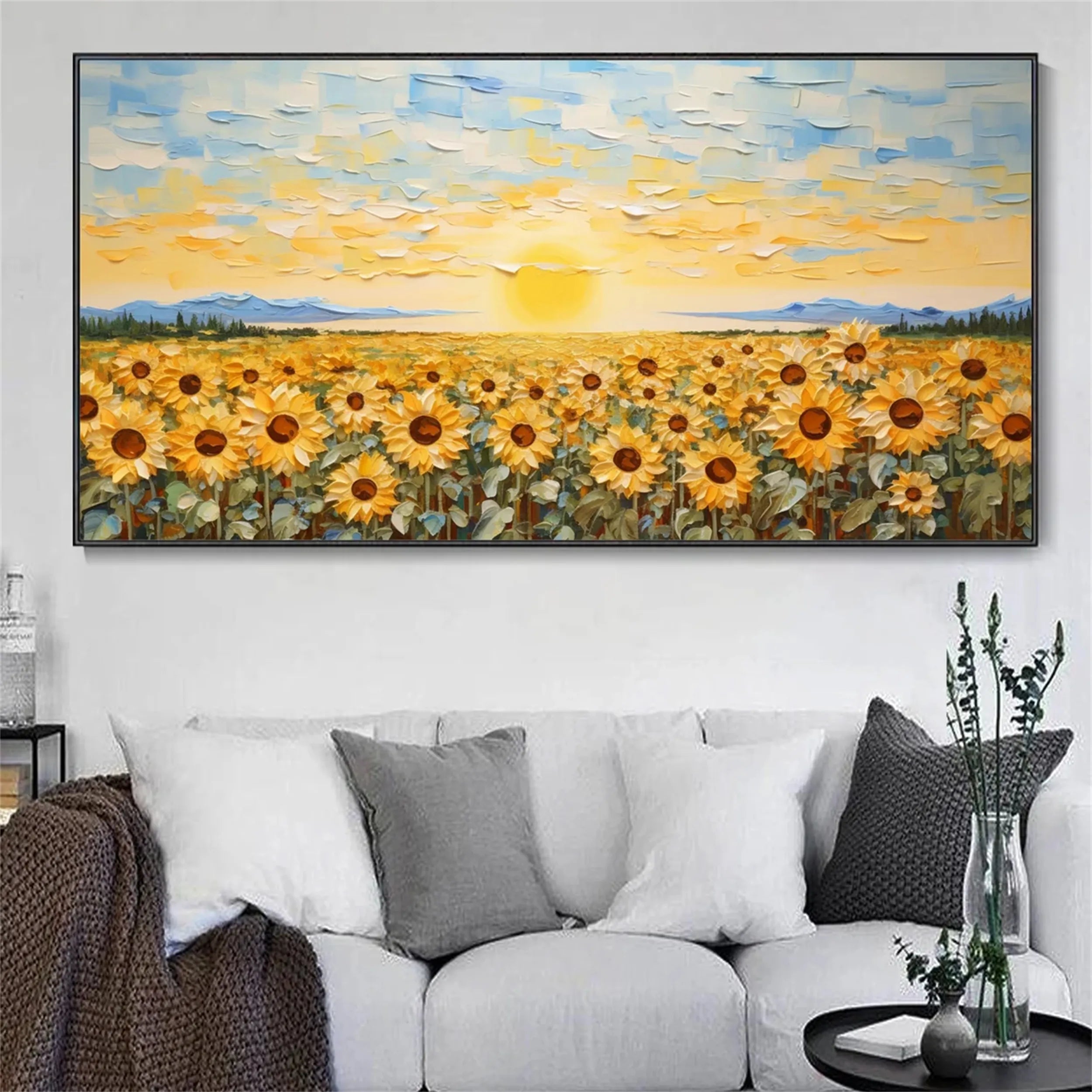 Beautiful Flower and Tree Painting #FT082 - Handmade Canvas Art for Home Decor, Living Room, Bedroom & Office Wall Art