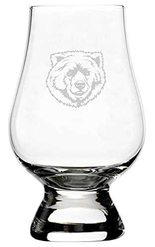 Grizzly Bear Whisky Glass 6.5oz - Zoo Animal Etched Barware for Scotch Tasting