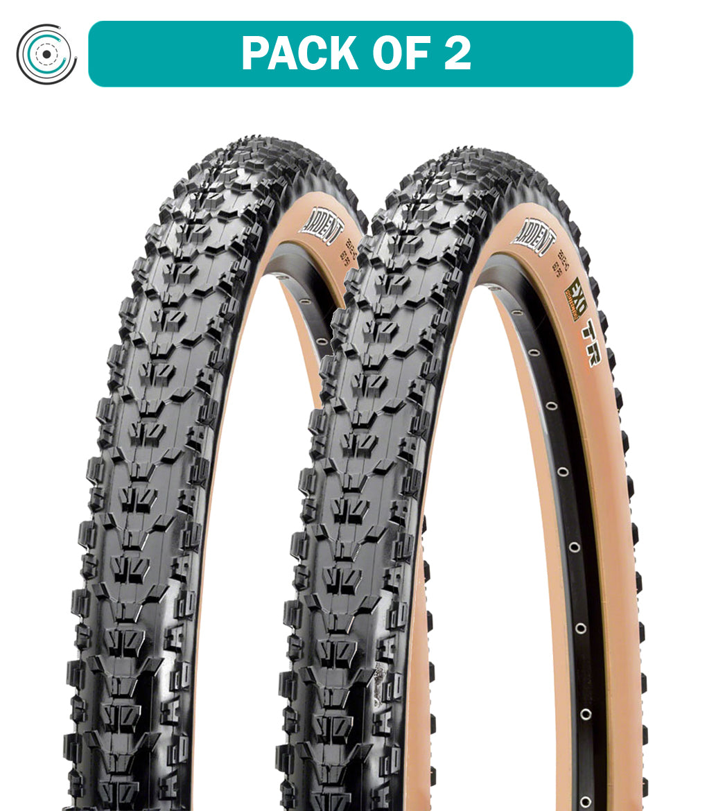 2 Pack Maxxis Ardent Tubeless Mountain Bike Tires - 29 x 2.40, EXO Dual Casing, Black/Dark Tan (TB00333500) - Perfect for Trail Riding and All-Mountain Cycling
