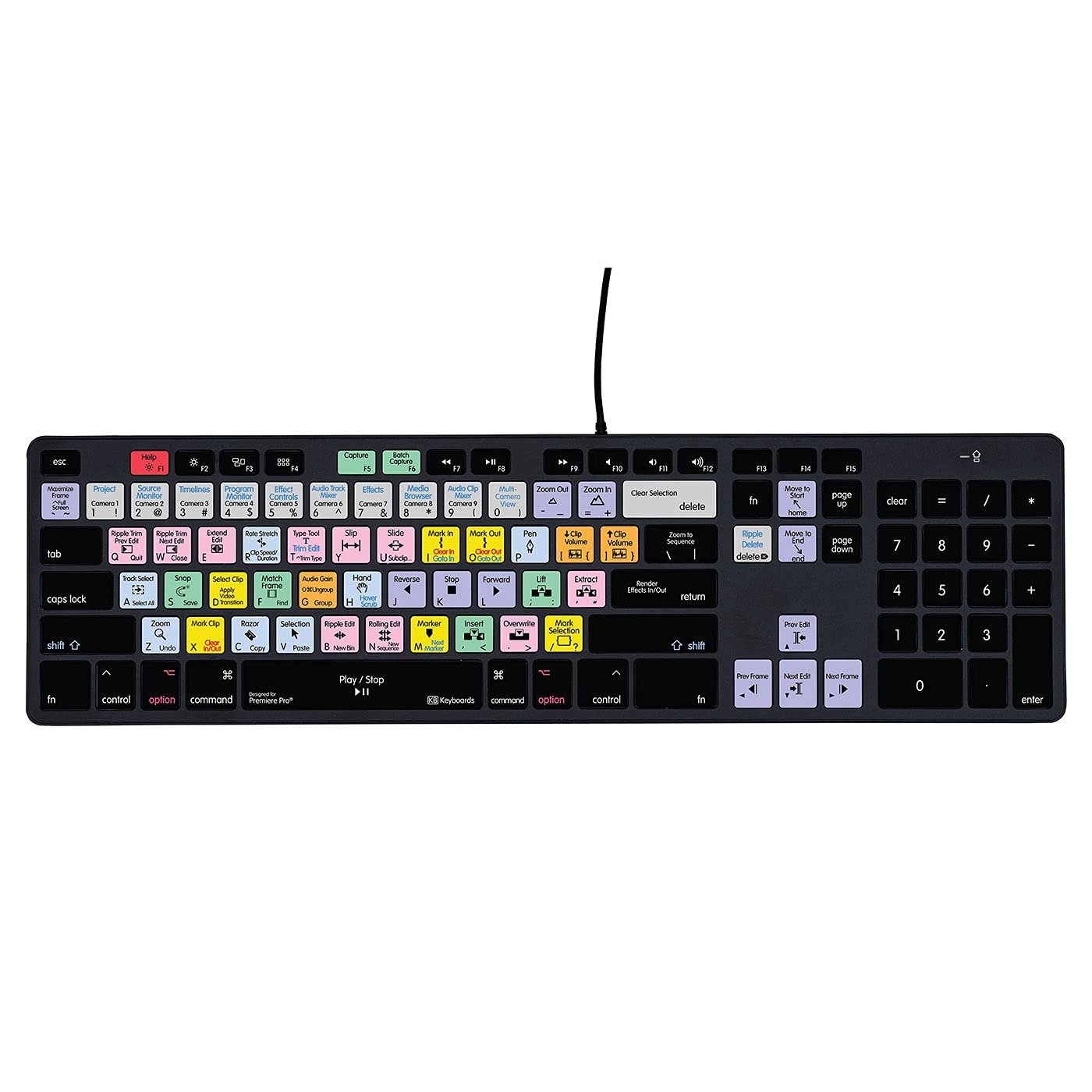 KB Covers Slimline Adobe Premiere Pro Keyboard for Mac | Professional Video Editing Keyboard Compatible with macOS | Perfect for Film Editors & Content Creators