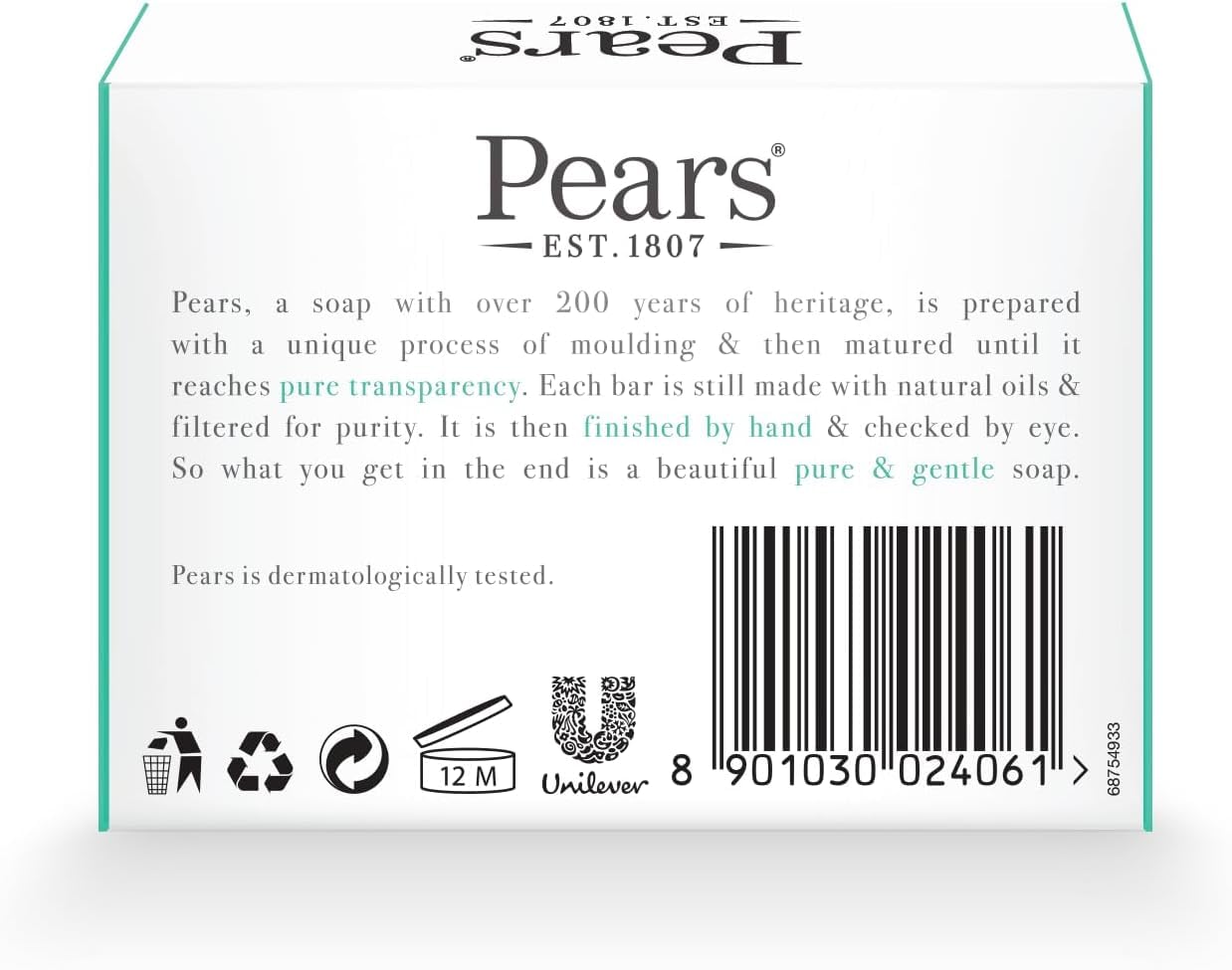 Pears Soap Oil Clear with Lemon Flower Extract, 4.4 oz - Gentle Cleansing Bar for Face & Body - Perfect for Sensitive Skin & Daily Hygiene