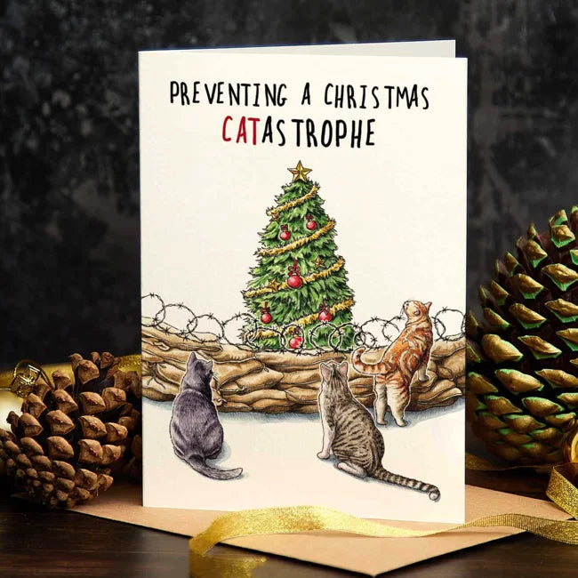 Bewilderbeest Christmas Catastrophe Card - Funny Holiday Greeting Card for Cat Lovers - Perfect for Christmas Gifts, Parties & Festive Celebrations