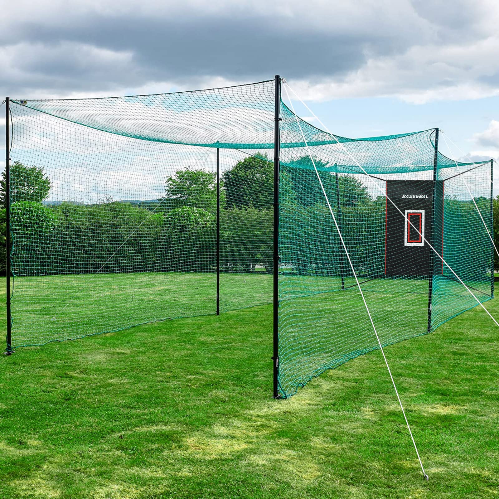 4'x6' Vinyl Baseball Backstop with Strike Zone & Catcher Image - Durable Batting Cage Backdrop for Baseball & Softball Practice | Perfect for Backyard Training, Batting Cages & Net Protection (Black)