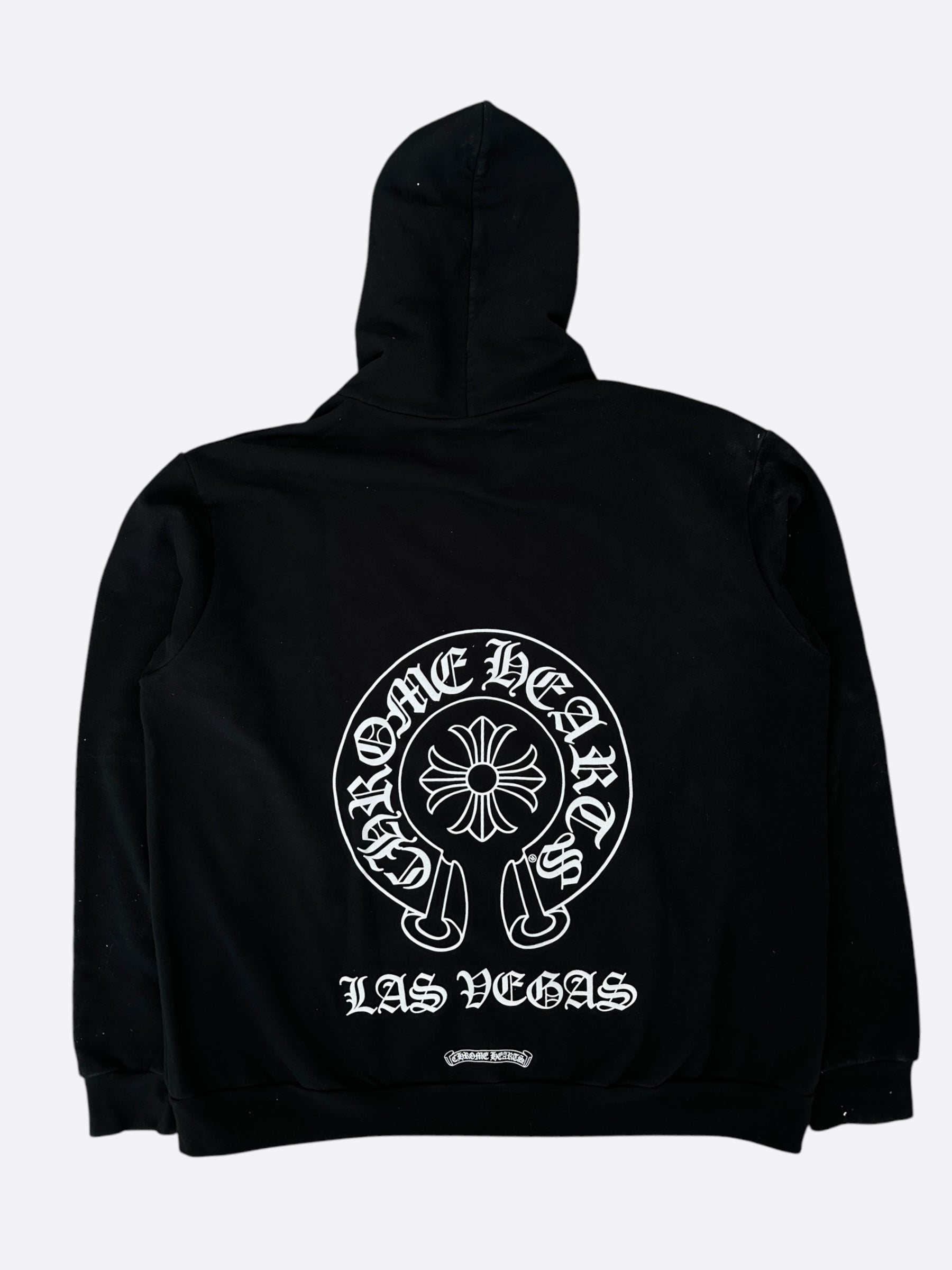 Chrome Hearts Black & White Las Vegas Horseshoe Logo Zip Up Hoodie for Men & Women | Stylish Streetwear Fashion for Casual Outings & Nightlife