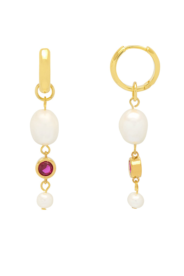 Elegant Pearl CZ Drop Hoop Earrings for Women - Fashion Jewelry Gift for Wedding, Party & Everyday Wear