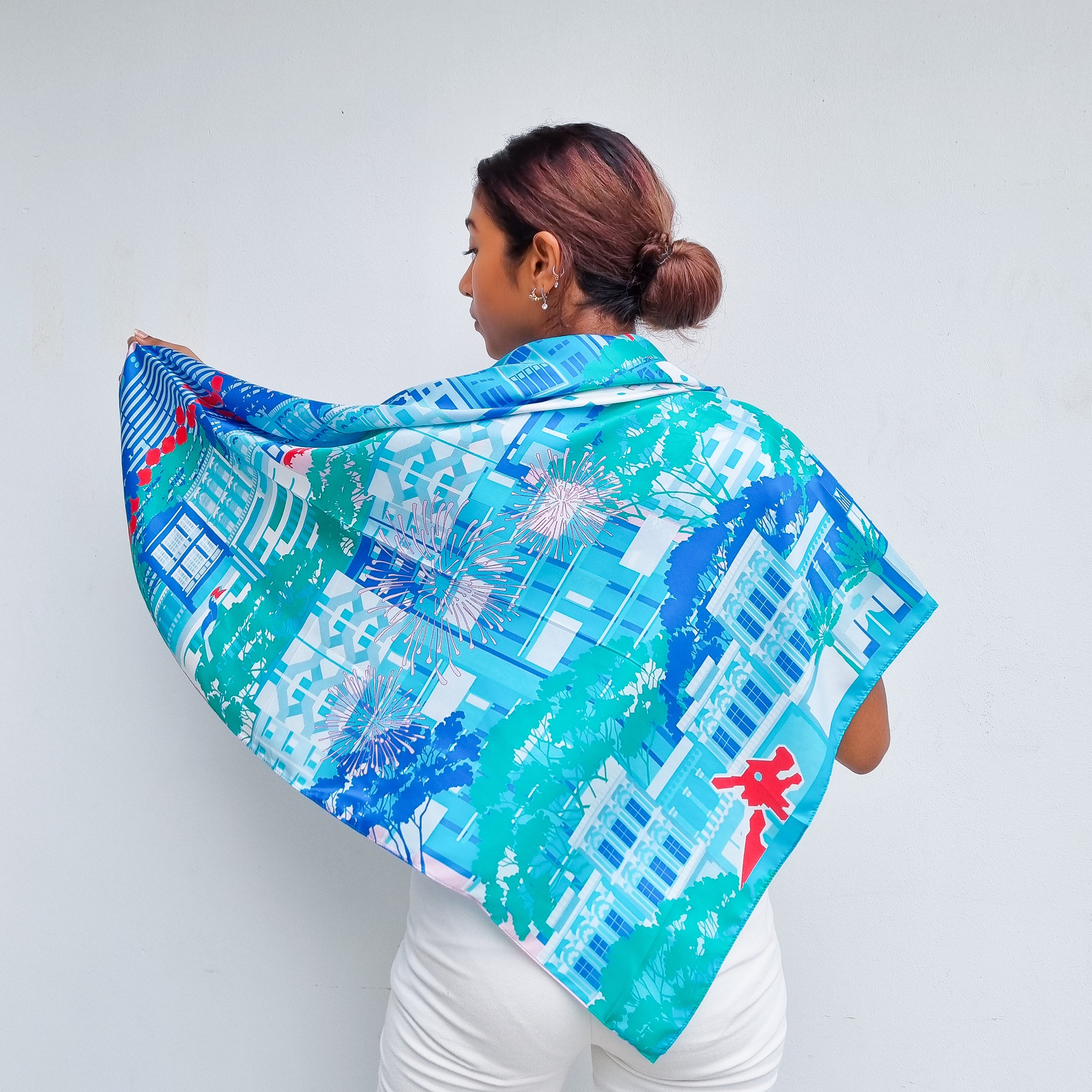 Elegant A City in a Garden Silk Scarf - Luxury Fashion Accessory for Women, Perfect for Office, Party & Travel