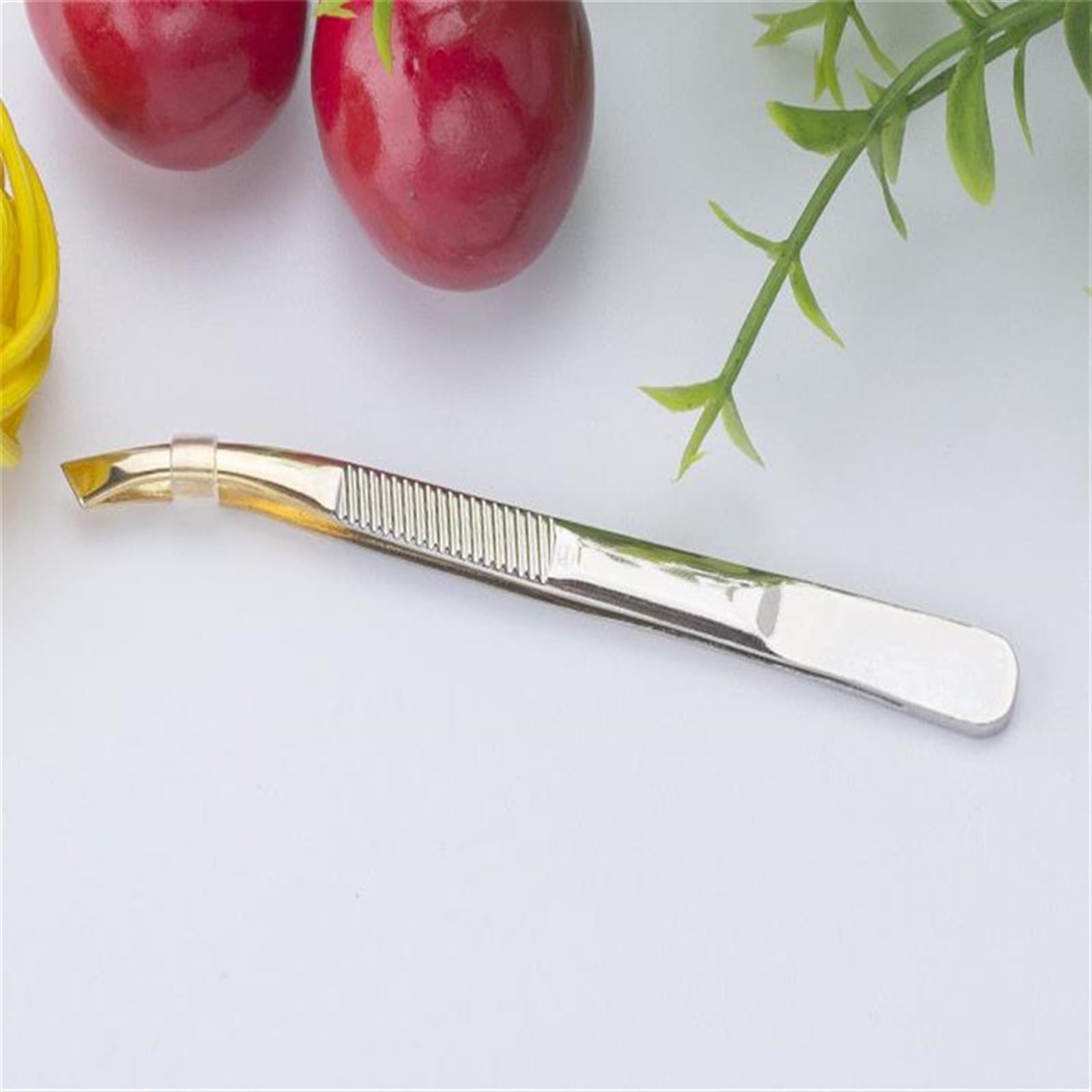 Premium Stainless Steel Slant Tip Tweezers for Eyebrow Shaping, Hair Removal & Eyelash Extensions - Professional Makeup Tools for Precise Grooming at Home or Salon