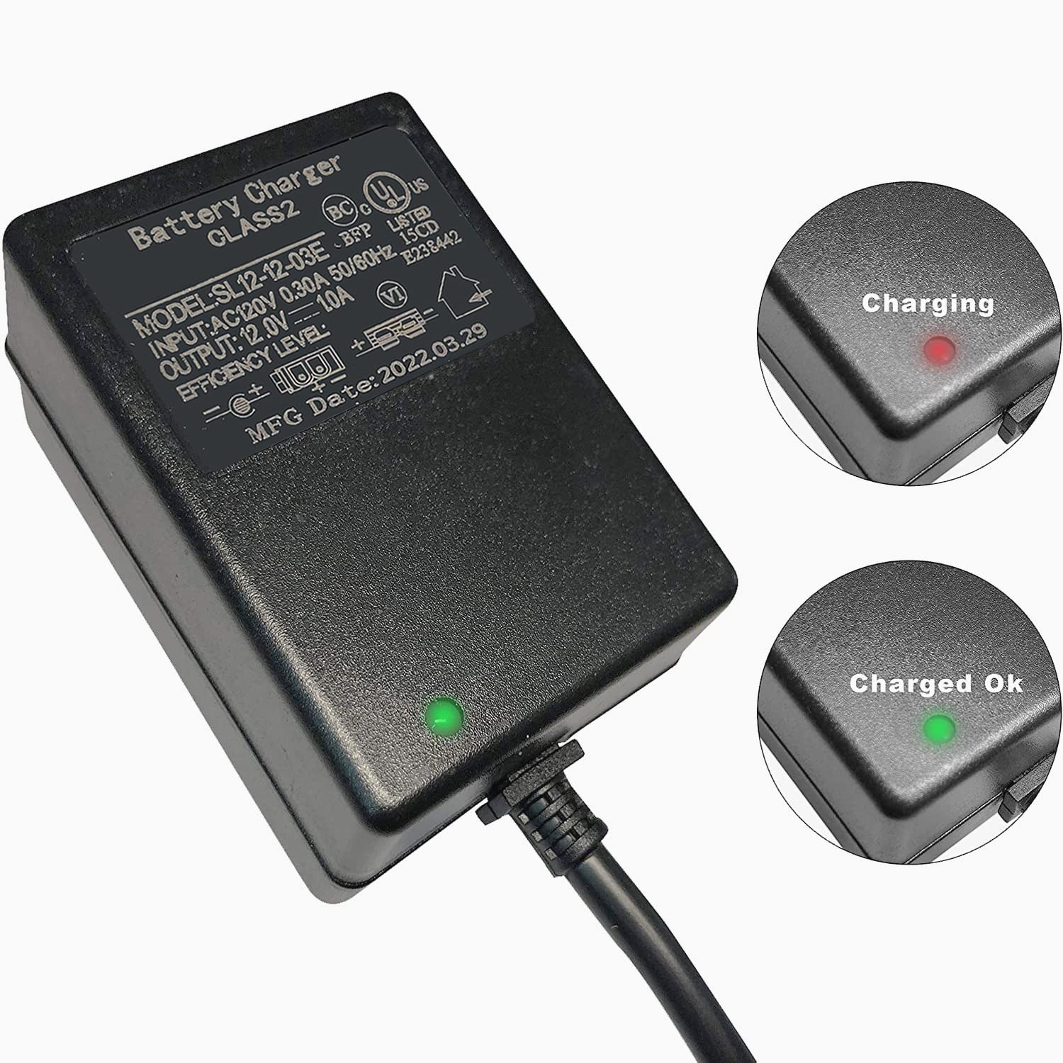 12V Kids Ride-On Car Charger - Power Adapter for Yamaha, Toyota, Dumar - Perfect for Electric Toy Vehicles