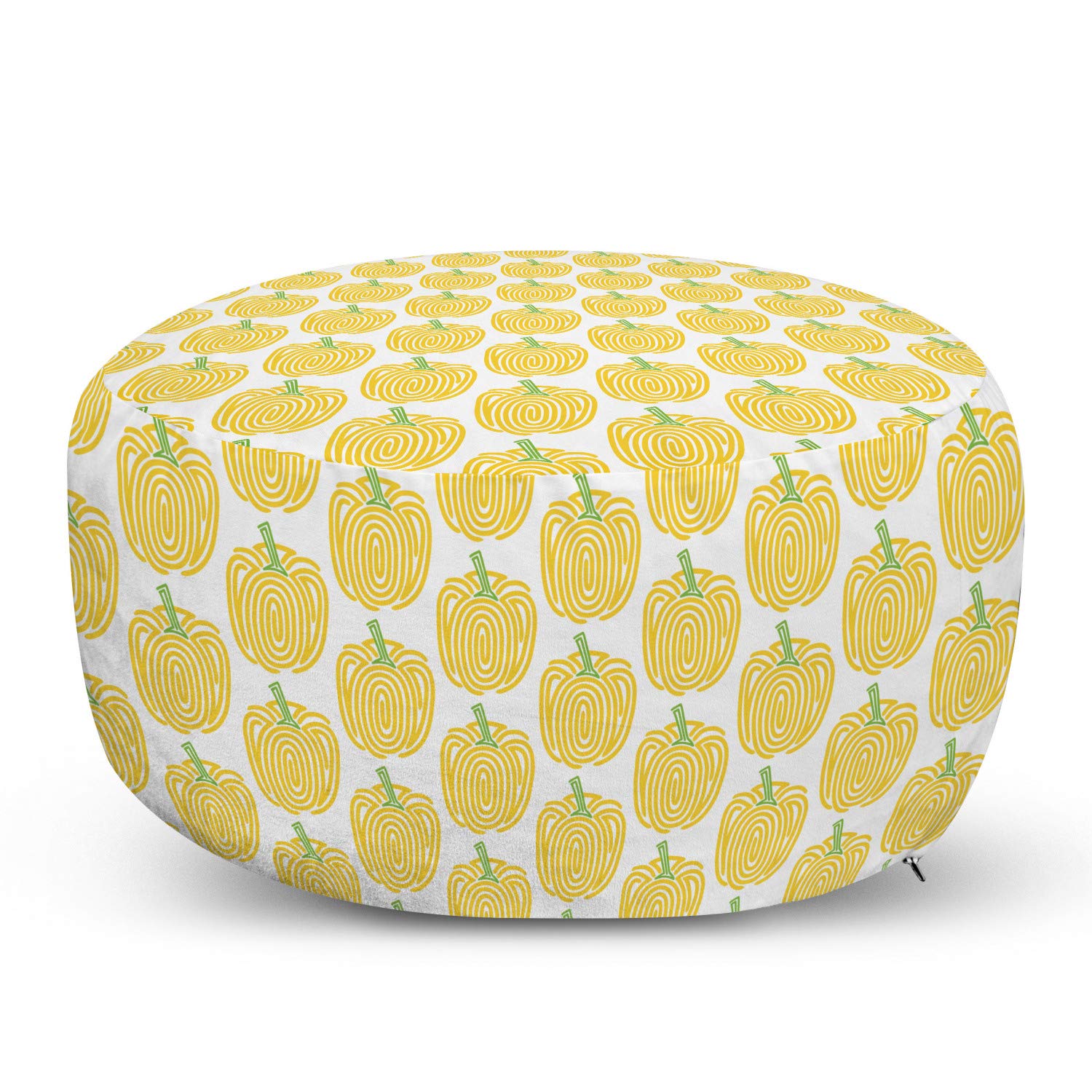 Ambesonne Vegetable Pouf Cover with Zipper - Bell Peppers Doodle Design, Soft Decorative Fabric Unstuffed Case 30