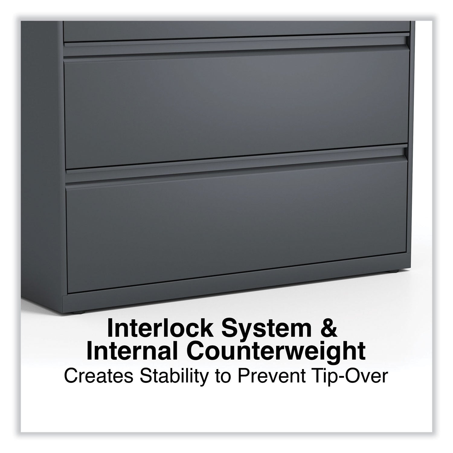 Alera® 4-Drawer Lateral File Cabinet - Legal/Letter/A4/A5 Size - Charcoal Finish - 42