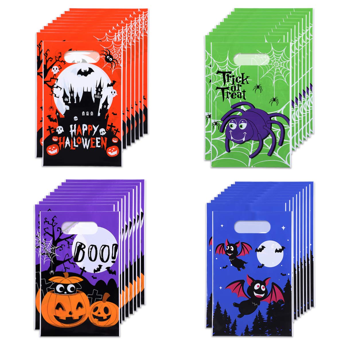 Kisangel 120pcs Halloween Gift Bags - Small Treat Bags for Trick or Treat, Candy Party Favors, Halloween Party Supplies | Perfect for Classroom Treats, Goodie Bags & Holiday Celebrations