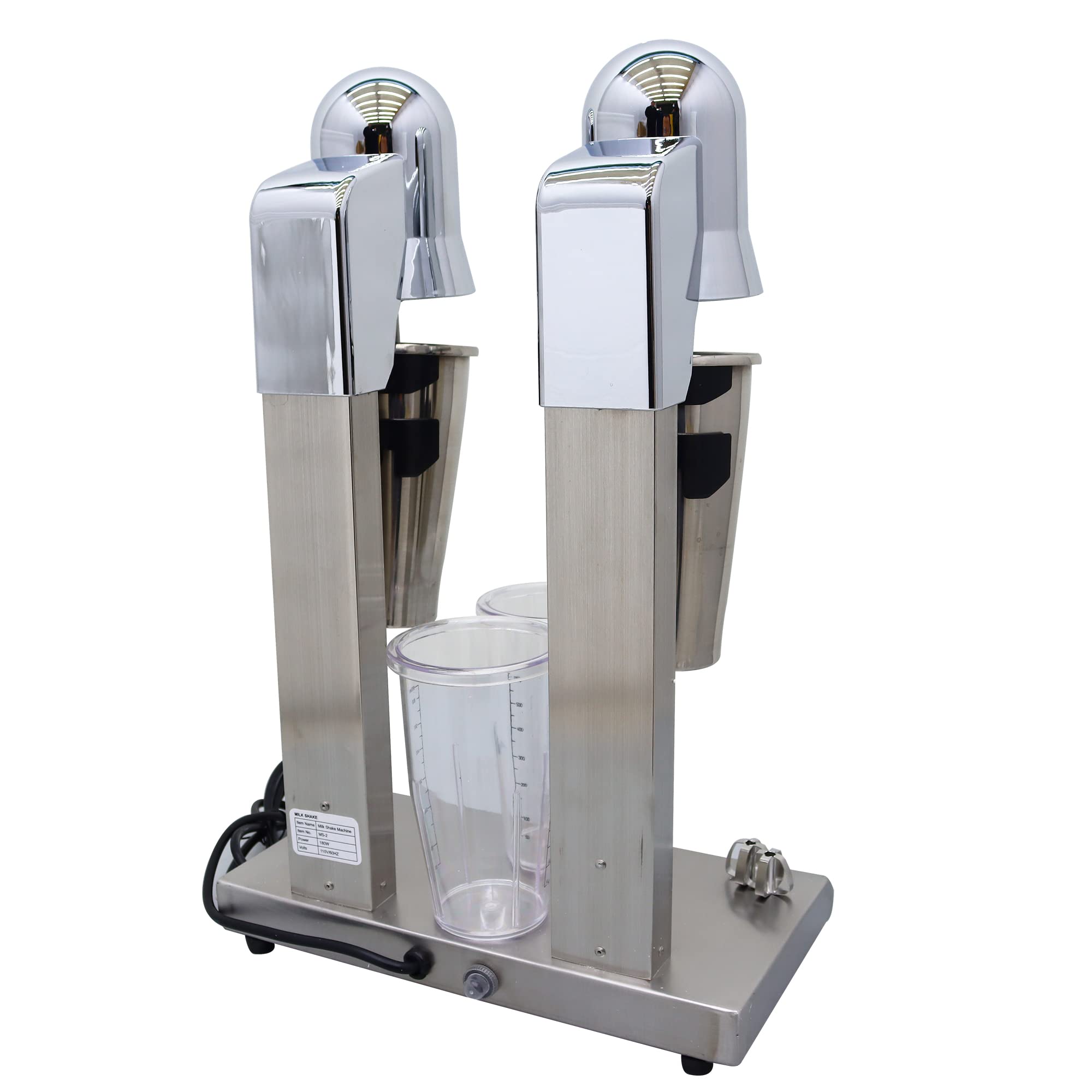 TECHTONGDA Commercial & Home Electric Milkshake Maker - 110V Double Head Drink Mixer, Ice Cream Blender with 2 Speed Settings & 4 Cups - Perfect for Smoothies, Shakes, Frozen Desserts in Restaurants, Cafes & Home Kitchens