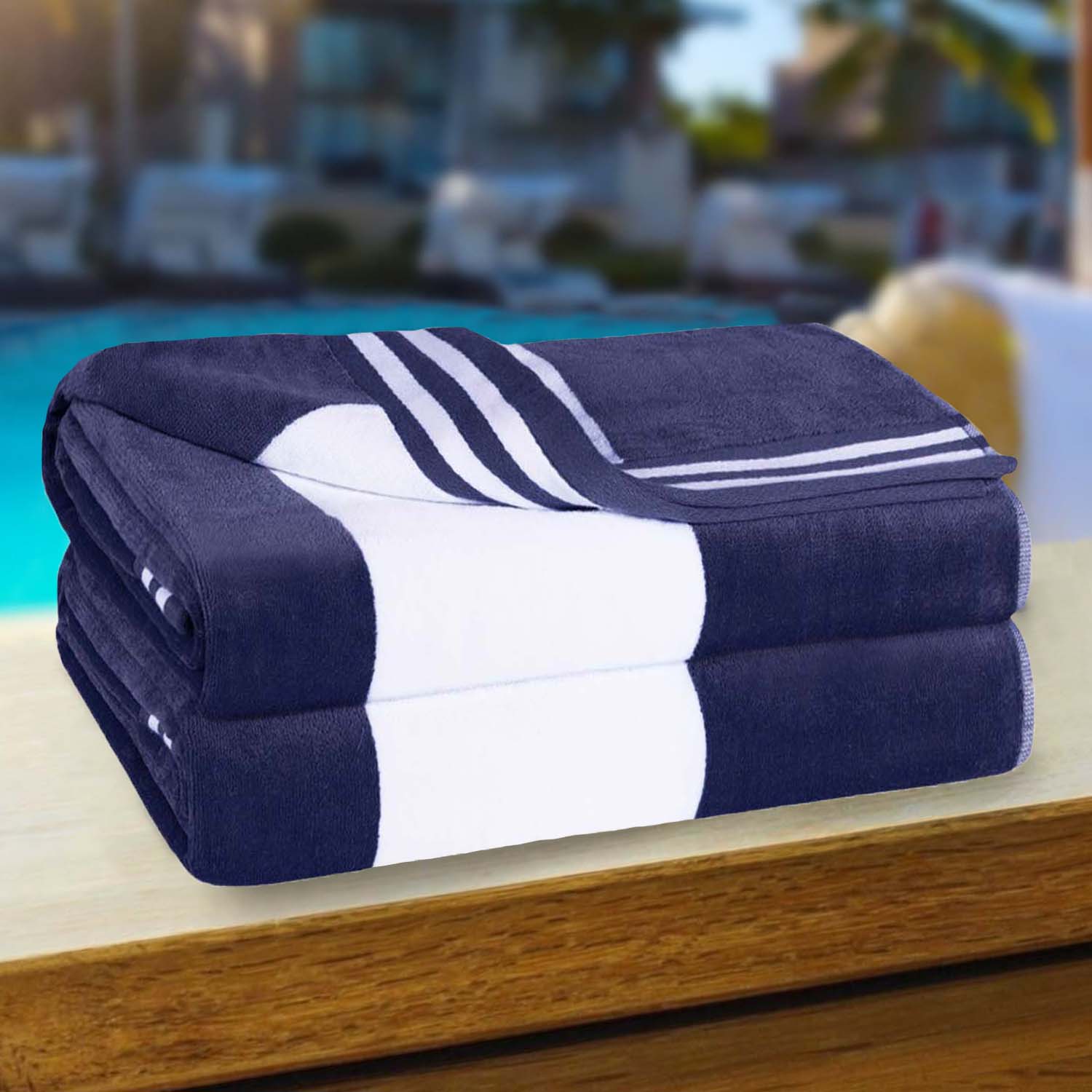 Premium Cabana Stripe Oversized Cotton Beach Towel Set of 2, 4, or 6 - Soft, Absorbent & Quick-Drying for Pool, Beach, Vacation & Spa Use