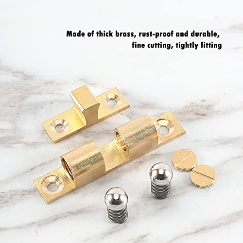 Solid Brass Adjustable 5-Piece Ball Catch Latch Set - Double Ball Tension Roller for Furniture Door, Cabinet, Wardrobe (40mm) - Perfect for Home, Office & DIY Projects