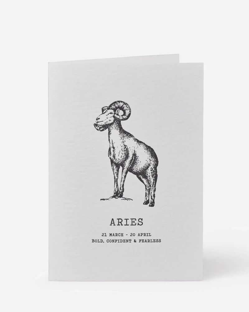 Zodiaque Moon Aries Zodiac Letterpress Greeting Card - Perfect for Birthday Wishes, Astrology Gifts & Celestial Stationery Lovers