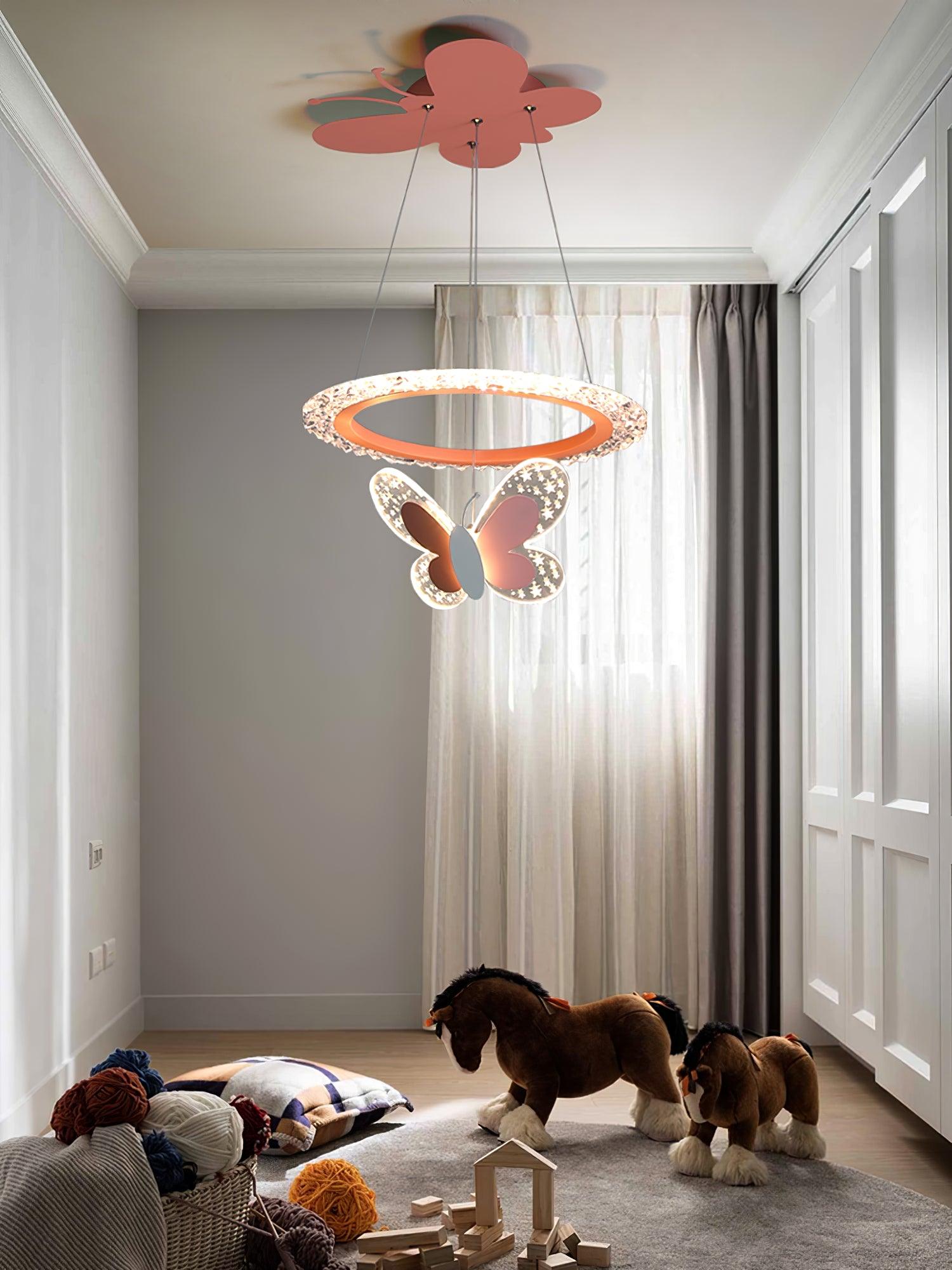 Cartoon Butterfly Acrylic Pendant Light - Whimsical Kids Room Decor, Nursery Lighting, Bedroom Ceiling Lamp for Girls & Boys - Perfect for Children's Bedrooms, Playrooms & Birthday Party Decorations