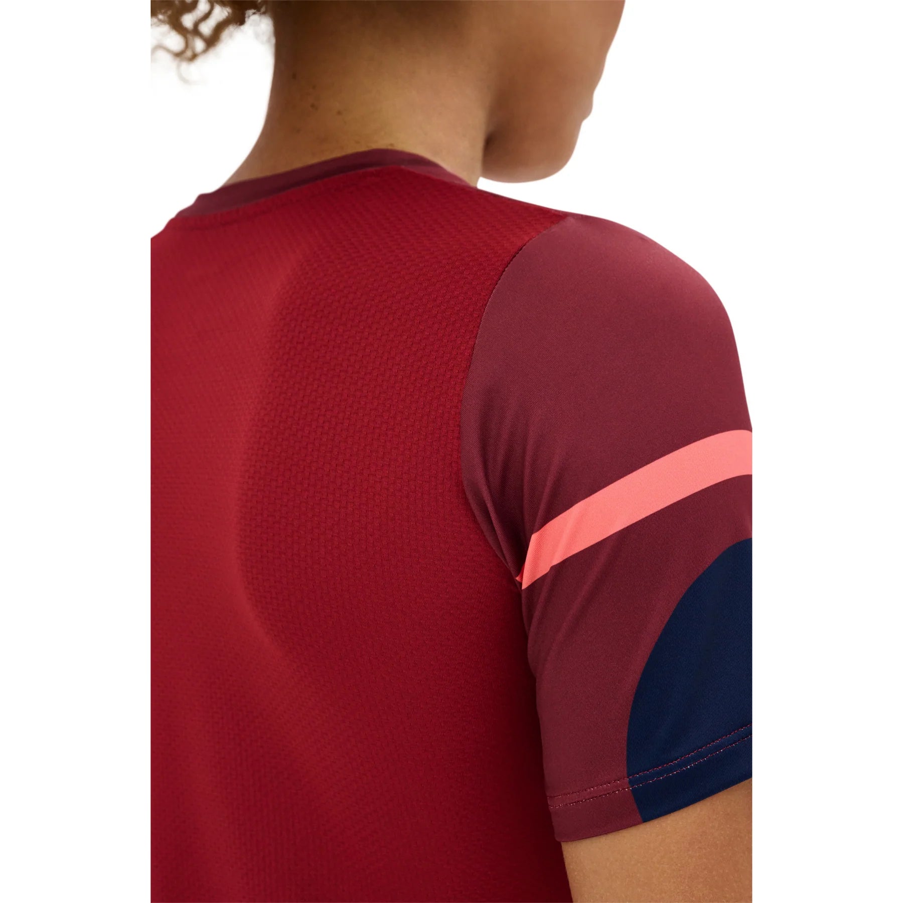 CEP Women's The Run Shirt - Round Neck Short Sleeve V5 Athletic Top - Dark Red Geometric Print Running Shirt for Women | Perfect for Jogging, Gym Workouts & Outdoor Activities