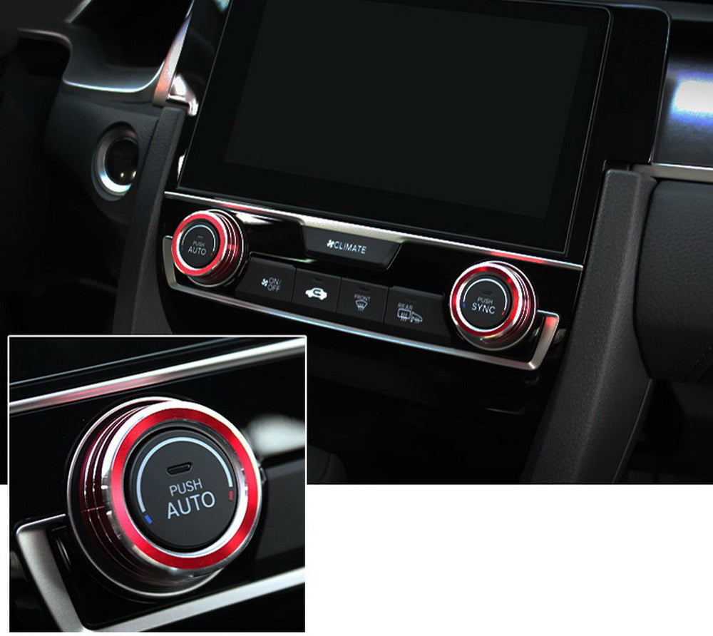 3-Piece Red AC Climate Control Switch Knob Ring Covers for 2017-2022 Honda CR-V | Interior Car Accessories for Enhanced Grip & Style | Perfect for Summer Driving & Customization
