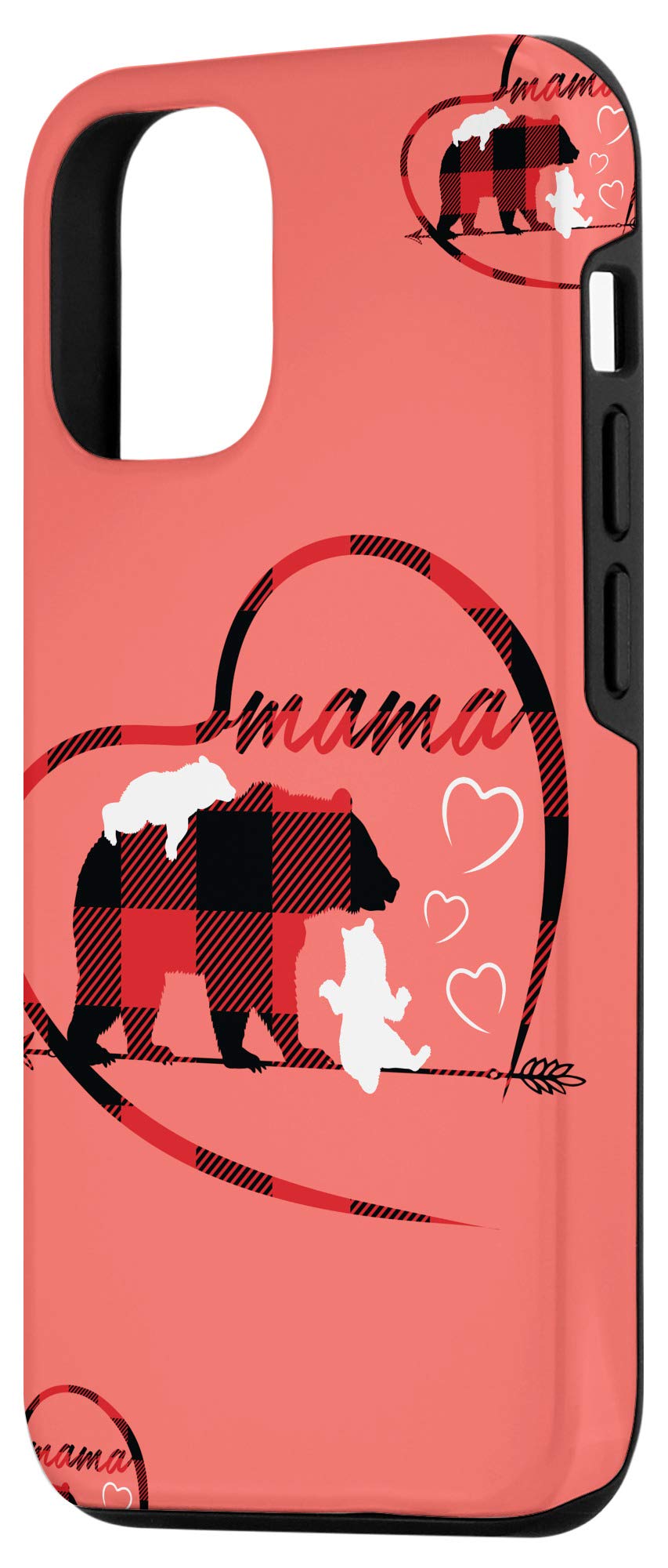 iPhone 12/12 Pro Case - Mama Bear & 2 Cubs Red Plaid Design Protective Phone Cover | Perfect Gift for Women, Mom & Her | Ideal for Everyday Use, Travel & Family Photos
