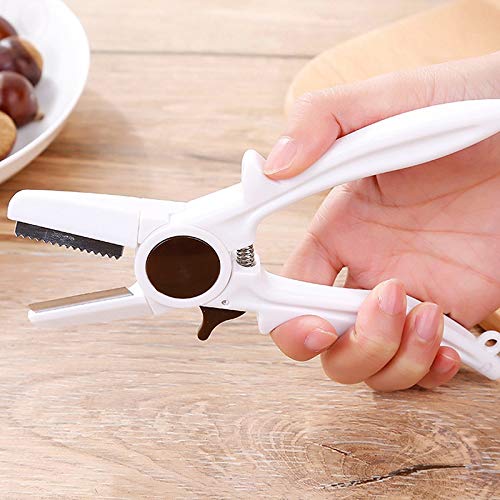 Premium Walnut Cracker Pliers - Heavy Duty Nut Cracker Tool for Walnuts, Pecans, Almonds & Hazelnuts - Durable Metal Sheller & Kitchen Gadget for Easy Nut Opening (White) - Perfect for Baking, Snacking & Holiday Cooking