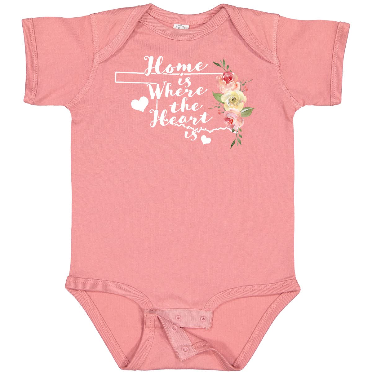 Inktastic Oklahoma Home is Where The Heart is Watercolor Baby Bodysuit - Soft Cotton Infant Onesie for Newborns, Baby Showers & Family Photos