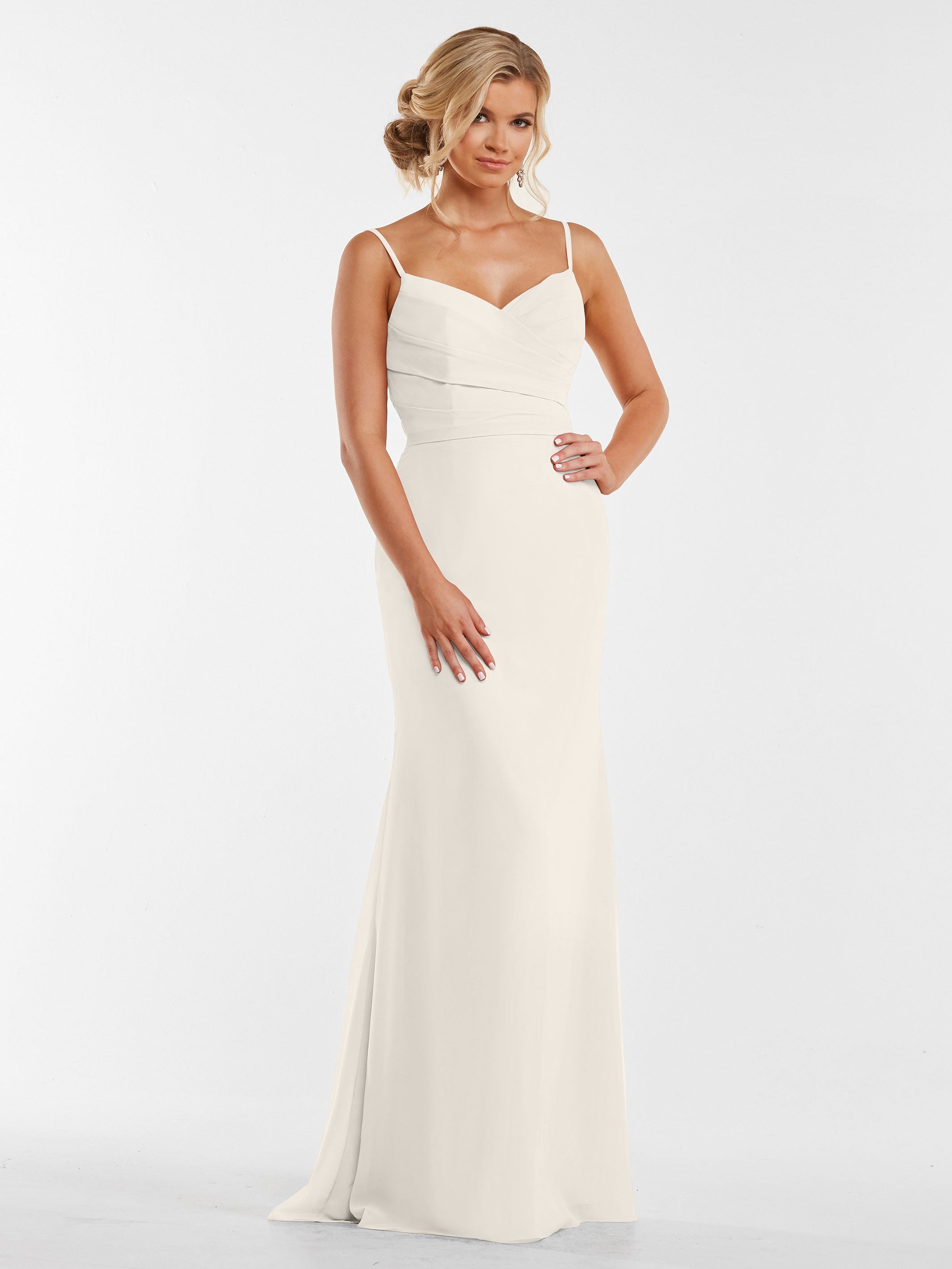 Elegant 80169 Chiffon Sheath Bridesmaid Dress with Pleated Bodice - Perfect for Weddings, Formal Events & Special Occasions
