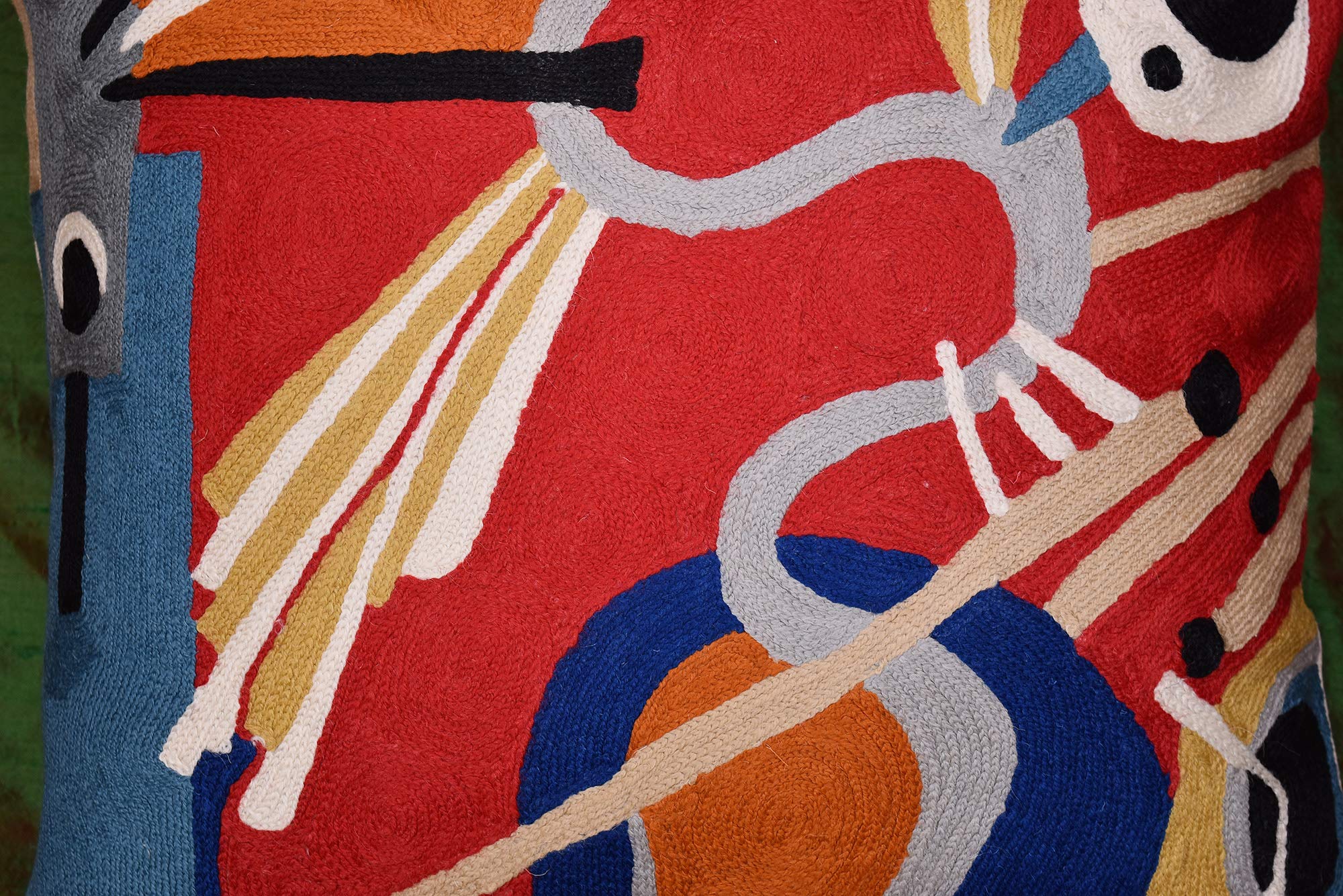 Kandinsky Modern Red Flow Abstract Couch Pillow Cover | Contemporary Handmade Wool Throw Pillow 18x18 | Mid Century Chair Cushion for Living Room, Bedroom & Outdoor Decor