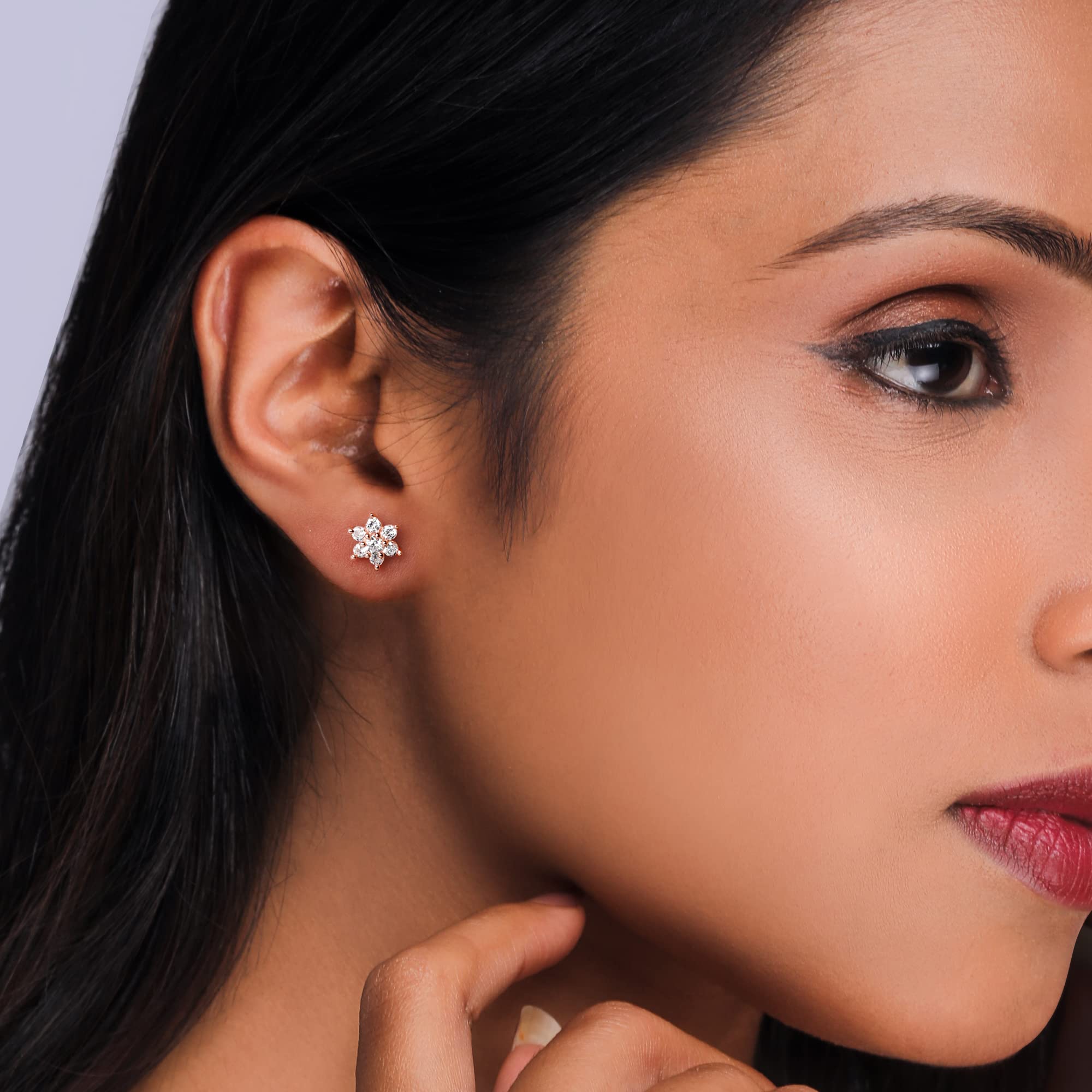 GIVA 925 Sterling Silver Rose Gold Plated Flower Stud Earrings for Women | Authentic Gift for Girlfriend, Wife, Daughter | with Certificate & 925 Stamp | 6 Month Warranty | Perfect for Valentine's Day, Anniversary, Birthday Gifts