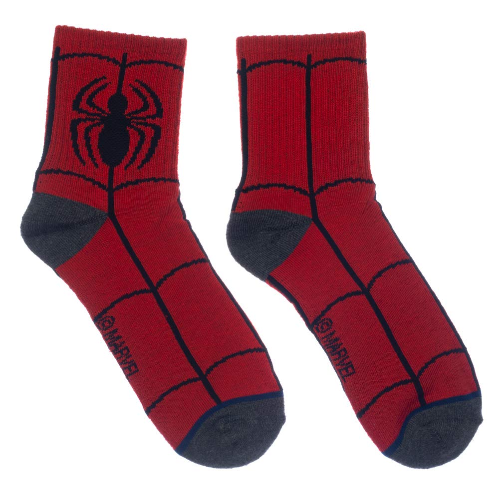 Marvel Quarter Men's 3-Pack Cotton Crew Socks - Superhero Graphic Ankle Socks for Casual Wear, Gym & Everyday Comfort