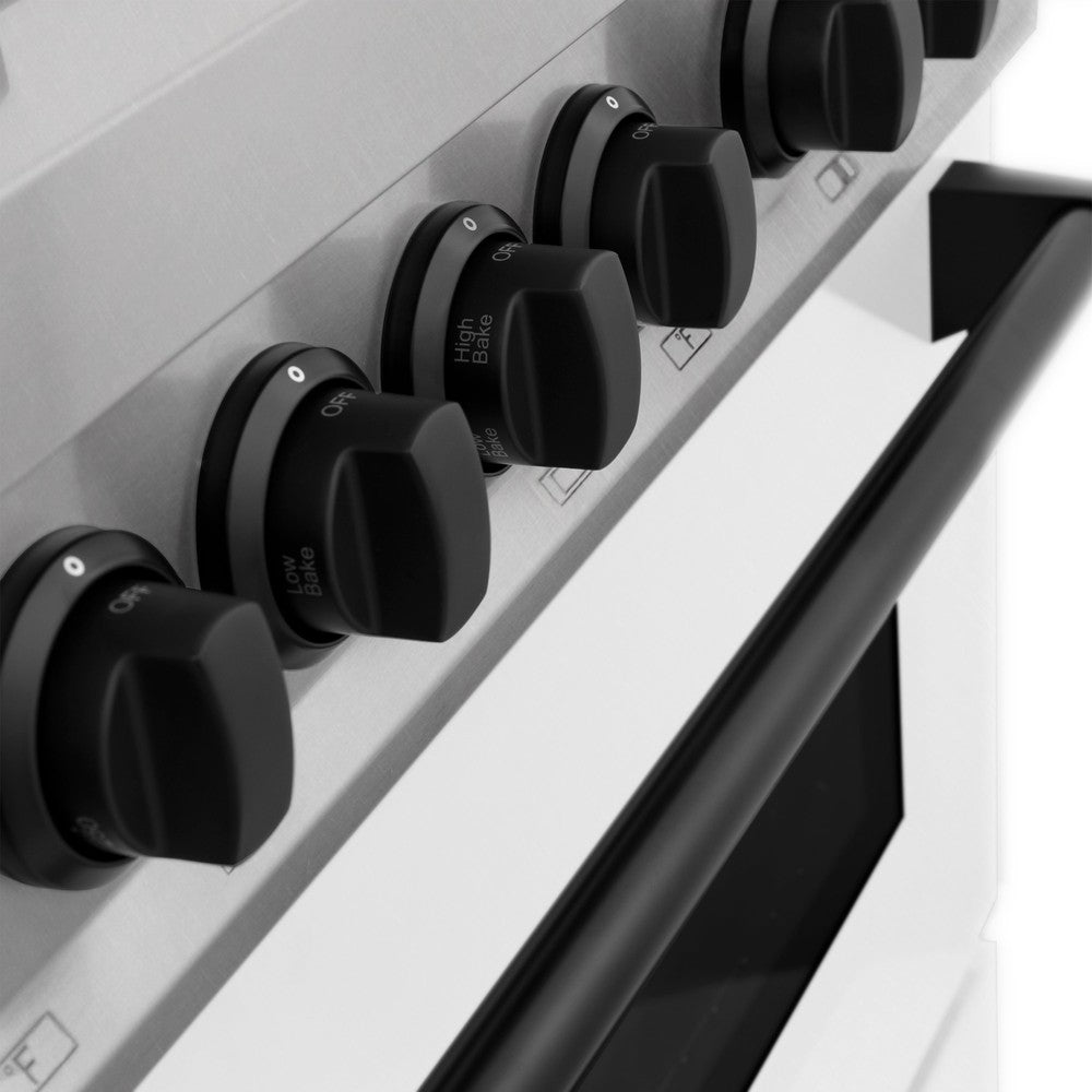 ZLINE Autograph Edition 48-inch Dual Fuel Range - 6.0 cu. ft. Capacity, 7-Burner Gas Cooktop & 2 Electric Ovens - Satin Stainless Steel with White Matte Doors & Matte Black Accents (RASZ WM 48 MB) - Perfect for Gourmet Kitchens & Professional Home Chefs