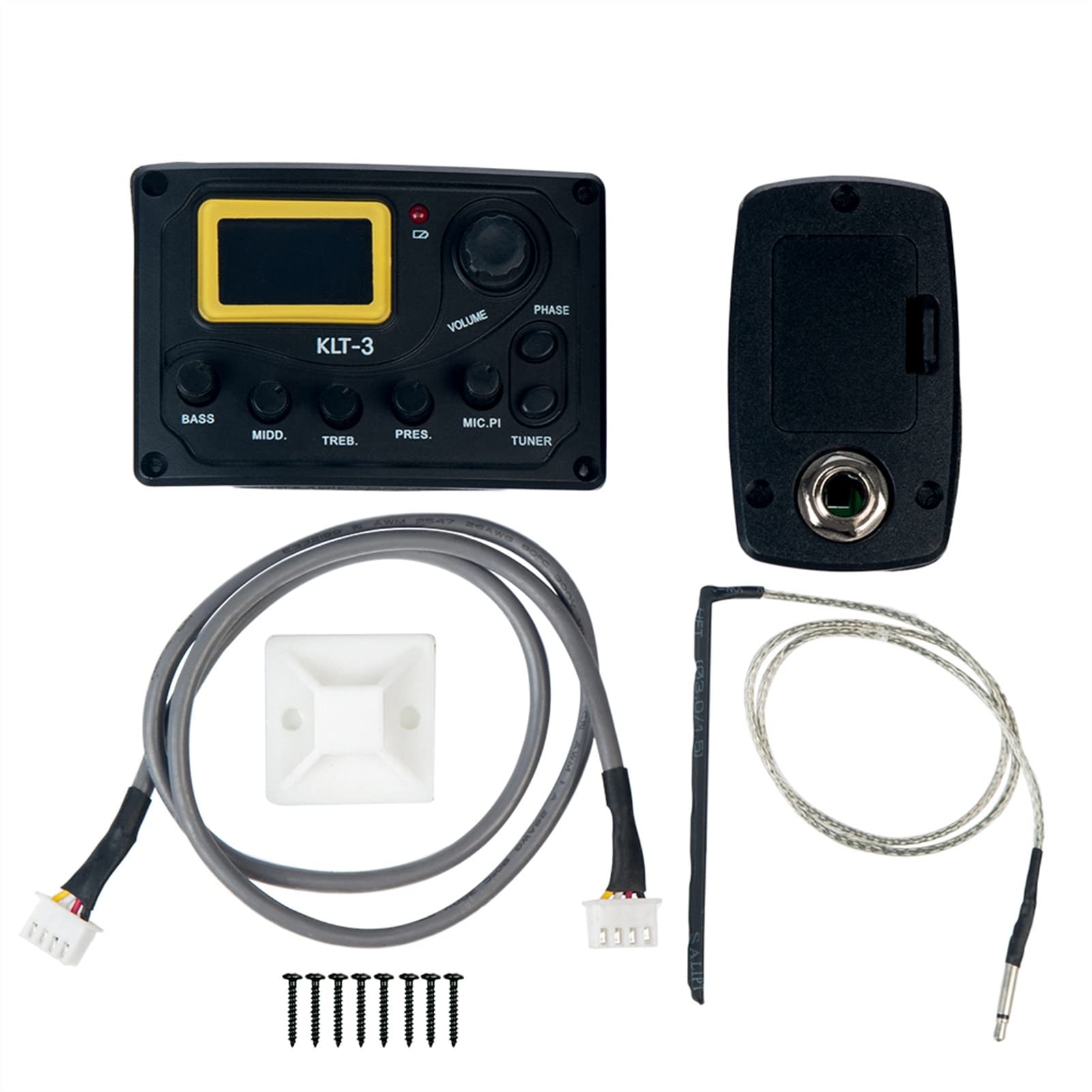 5-Band EQ Acoustic Guitar Pickup Preamp with LCD Tuner - Piezo Pickup & Equalizer for Enhanced Sound - Perfect for Live Performances & Studio Recording
