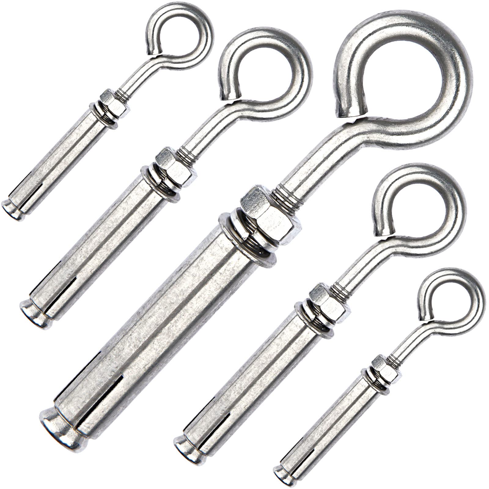 Heavy Duty M6 Shoulder Eye Bolts - Stainless Steel Wall Anchors for Concrete & Masonry - 10pcs (Ceiling & Wall Mounting)