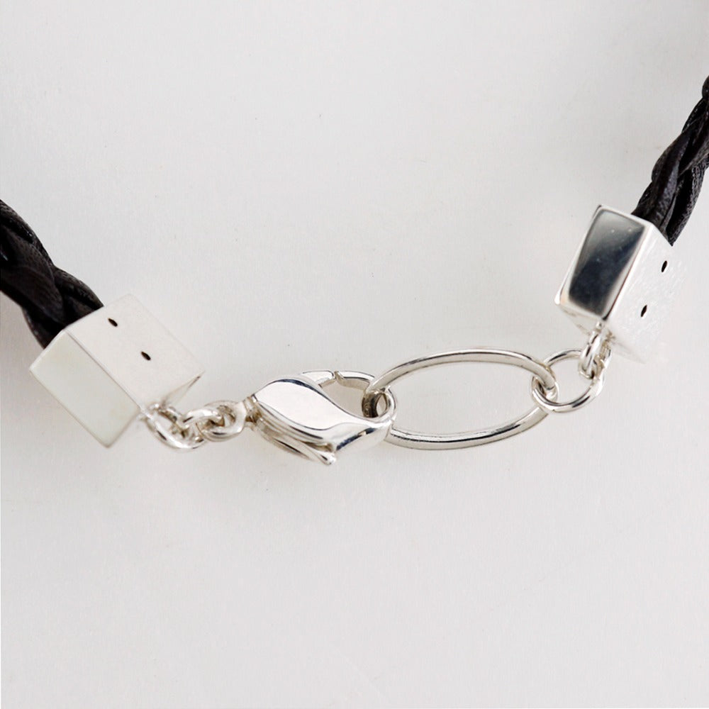 4℃ HOMME+ Genuine Leather & 925 Sterling Silver Bracelet for Men - Stylish Gift for Him, Anniversary & Special Occasions