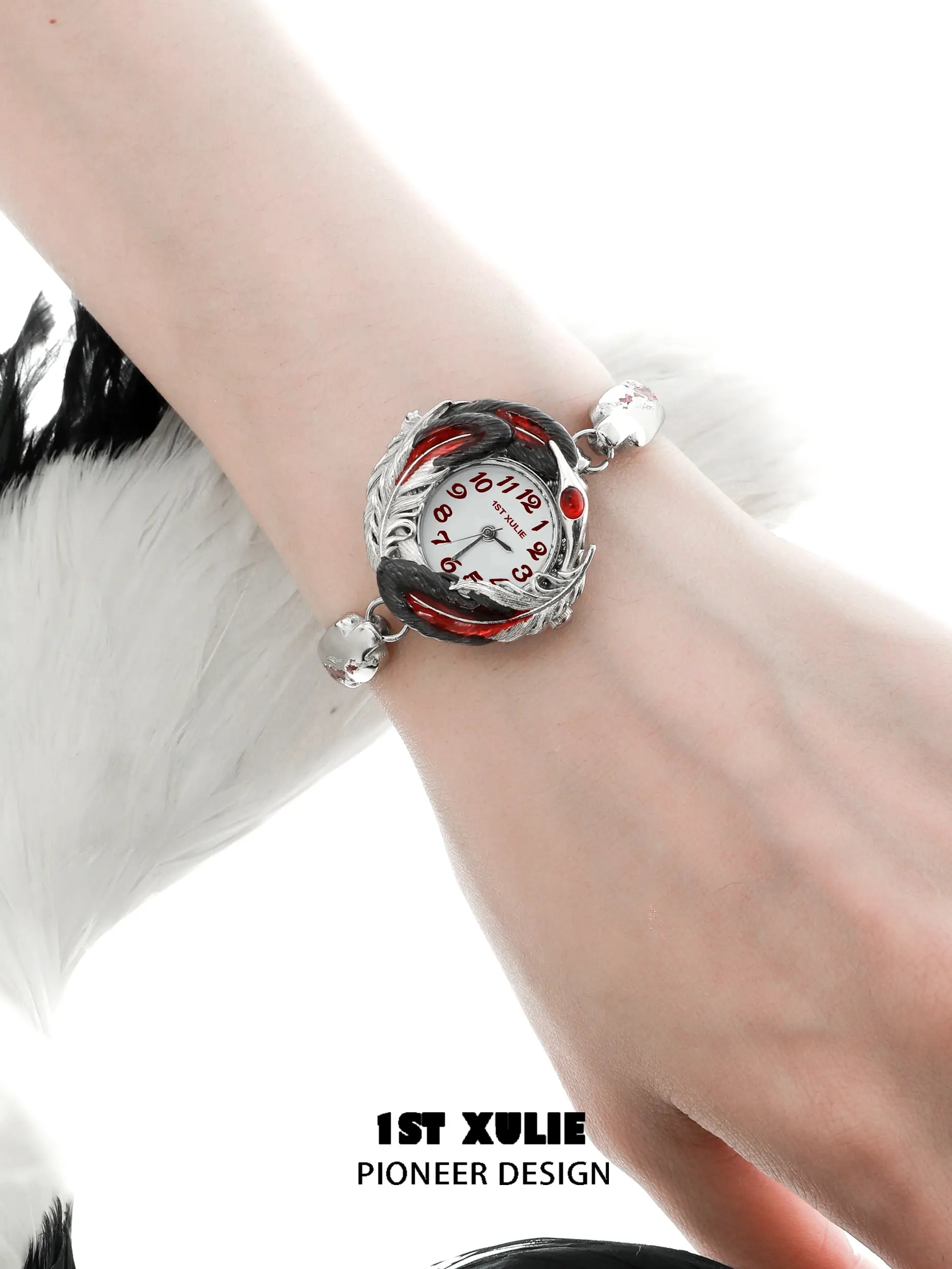 18K Platinum Feather Quartz Watch for Women - Elegant Luxury Timepiece with Crane Design - Perfect for Gifts, Weddings & Special Occasions