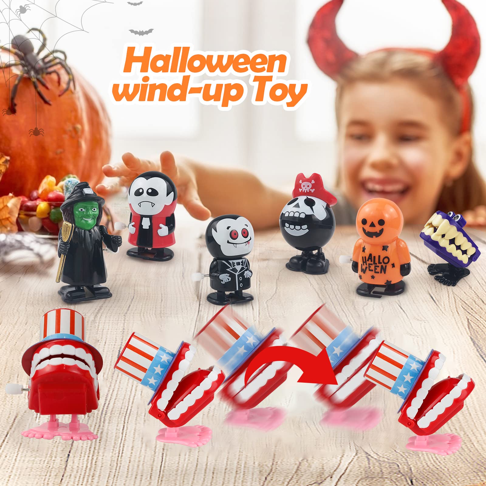 18 Pcs Halloween Wind Up Toys for Kids - Fun Clockwork Jumping & Walking Toys, Educational Party Favors for Toddlers, Boys & Girls | Perfect for Halloween Parties, Goody Bags & Classroom Rewards