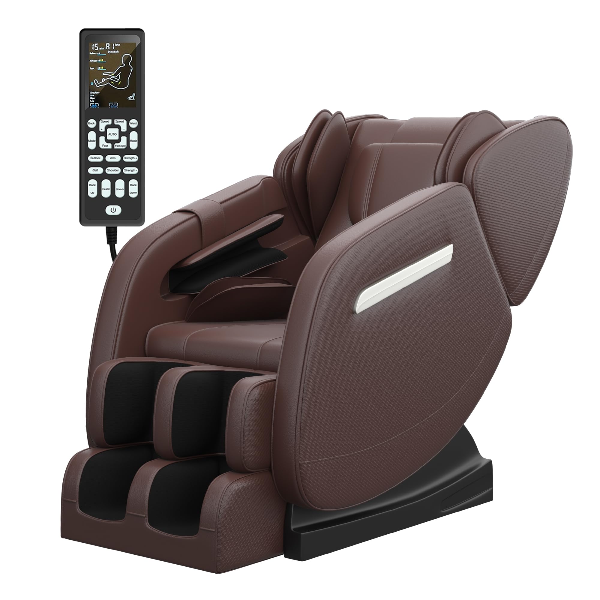 2025 Full Body Massage Chair with Zero Gravity Recline - Heated Shiatsu Massager with Auto Programs, Bluetooth Speaker & Foot Rollers - Perfect for Home, Office or Spa Relaxation (Brown)