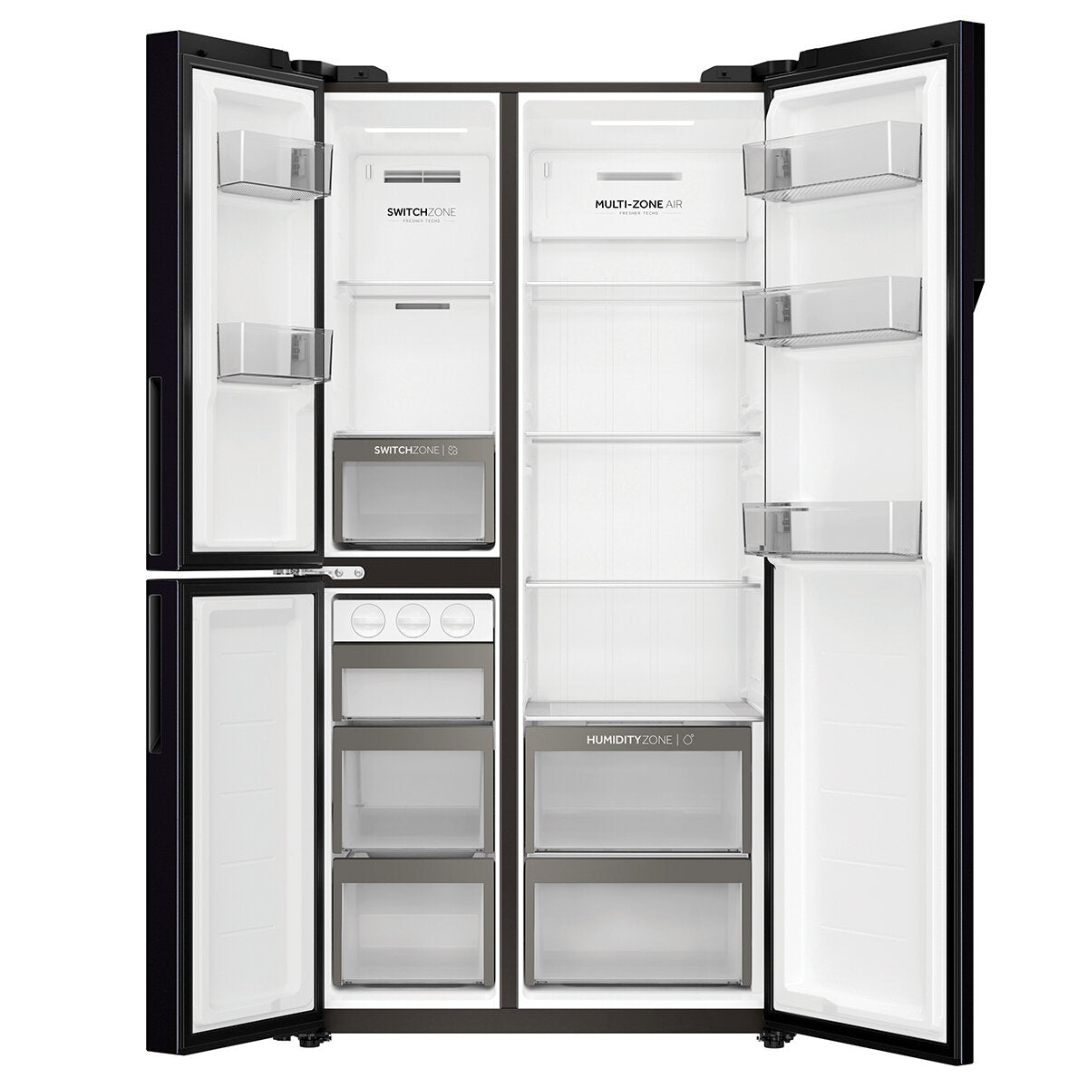 Haier 574L S+ 3-Door Side by Side Refrigerator - Black HRF575XC | Energy Efficient Large Capacity Fridge for Modern Kitchen & Family Use