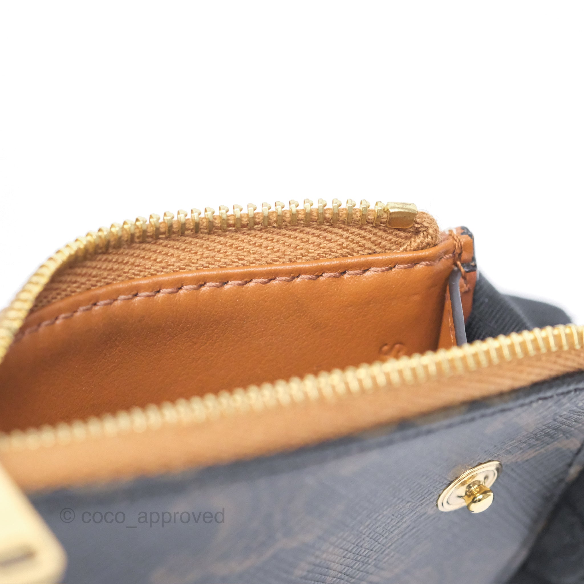 Celine Compact Wallet with Coin Pocket - Triomphe Canvas & Tan Lambskin Leather - Luxury Women's Wallet for Everyday Use & Travel