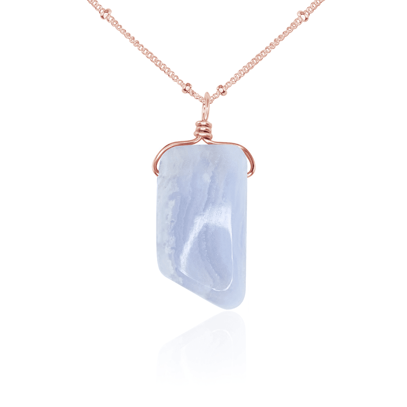 Blue Lace Agate Crystal Pendant Necklace - Smooth Stone Healing Jewelry for Women, Gift for Her | Perfect for Meditation, Yoga & Spiritual Healing