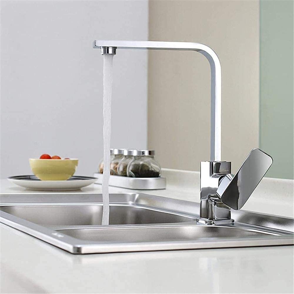 ESSNS Stainless Steel Kitchen Sink Faucet with Rotating Spout - Hot & Cold Water Mixer Tap for Modern Home Kitchen - Perfect for Washing Dishes, Filling Pots & Daily Cooking Tasks