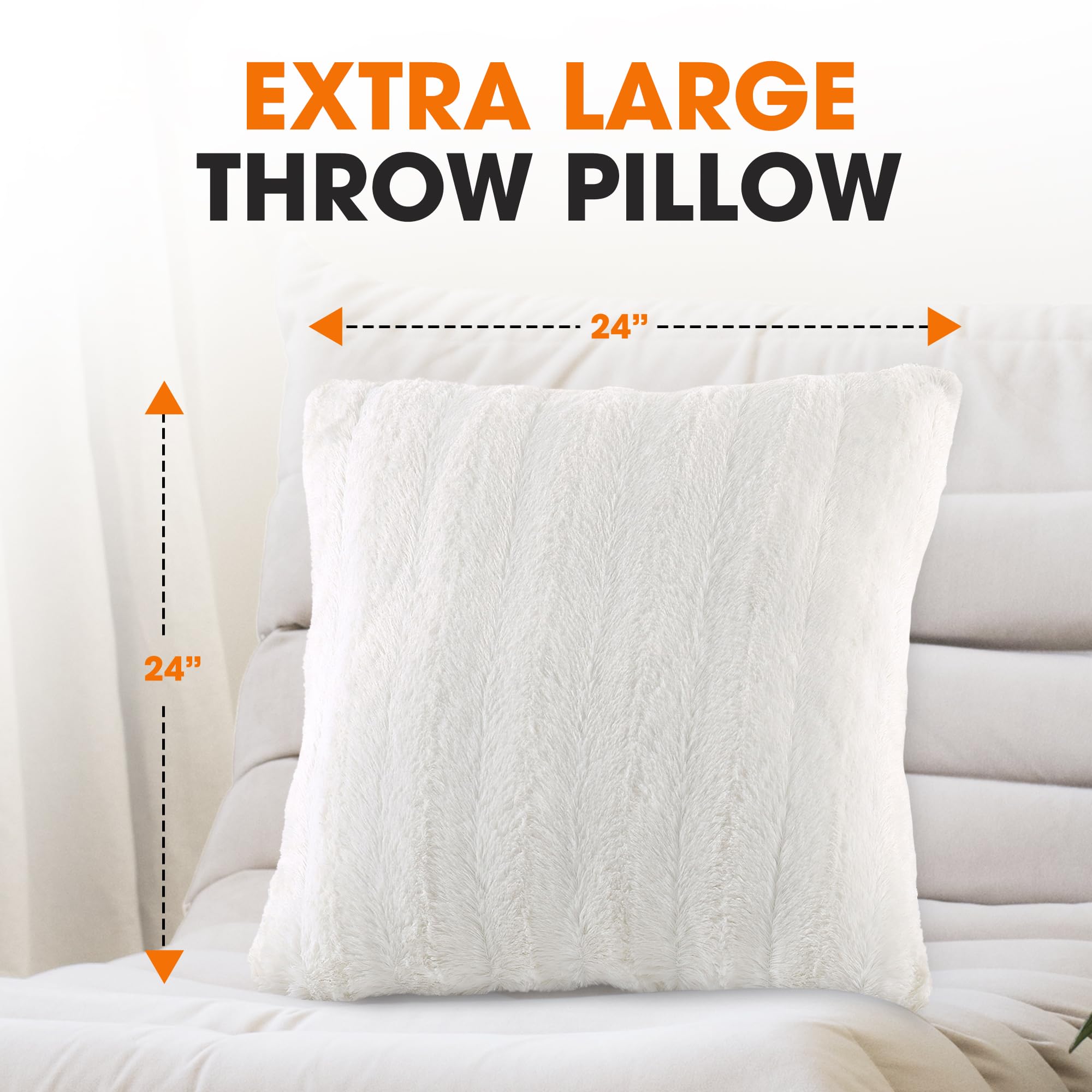 Luxury Faux Fur Throw Pillows Set of 2 - 24
