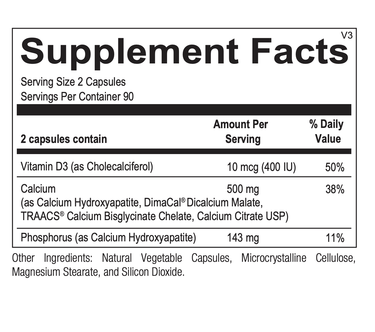 Ortho Reacted Calcium Supplement - 180 Capsules for Bone Health & Joint Support | Ideal for Adults & Seniors | Supports Strong Bones & Teeth | Daily Calcium Intake for Active Lifestyle