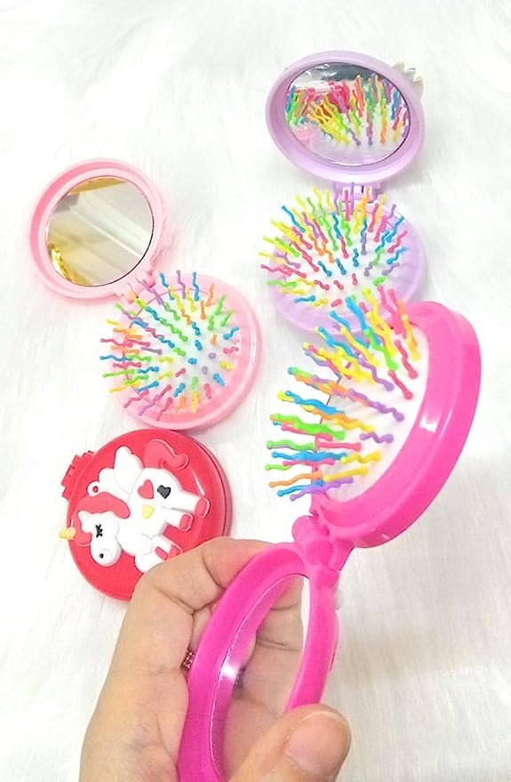 Unicorn Hair Brush Set for Girls (6 Pcs) - Kids Hair Comb, Party Favors, Birthday Gifts, Kanjak Pooja Gifts - Perfect for Birthday Parties, School Events, and Special Occasions