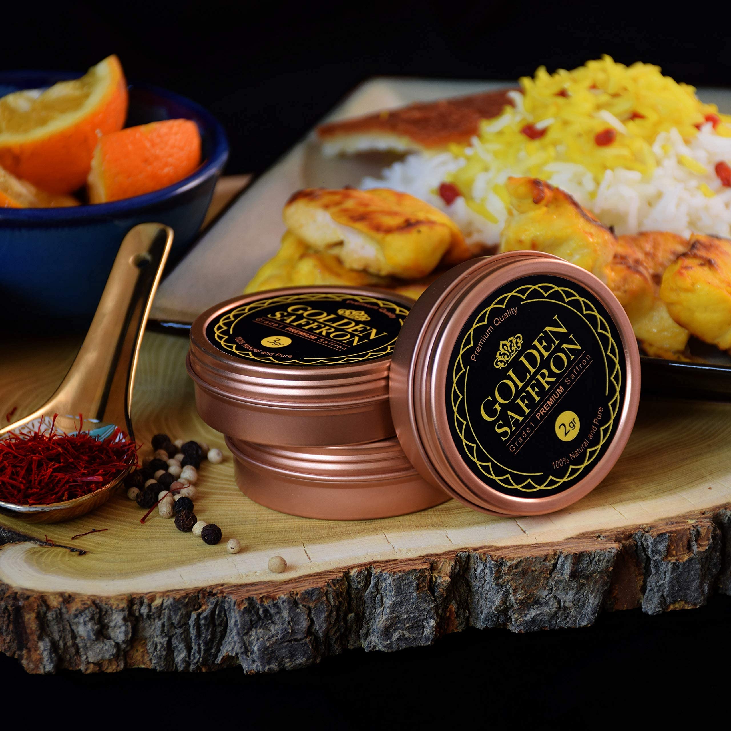 Premium Grade A+ Super Negin Golden Saffron Threads - 100% Pure All Red Non-GMO Verified Saffron (2g) - Perfect for Tea, Paella, Risotto, Desserts & Golden Milk - Gourmet Cooking & Baking Essential
