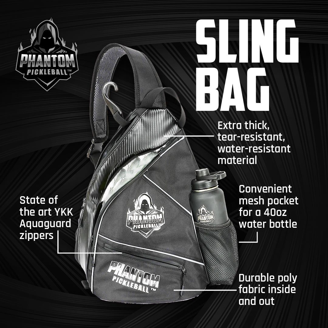 Phantom Pickleball Sling Bag - Lightweight & Durable Pickleball Gear for Men & Women - Perfect for Court, Travel & Outdoor Sports Accessories