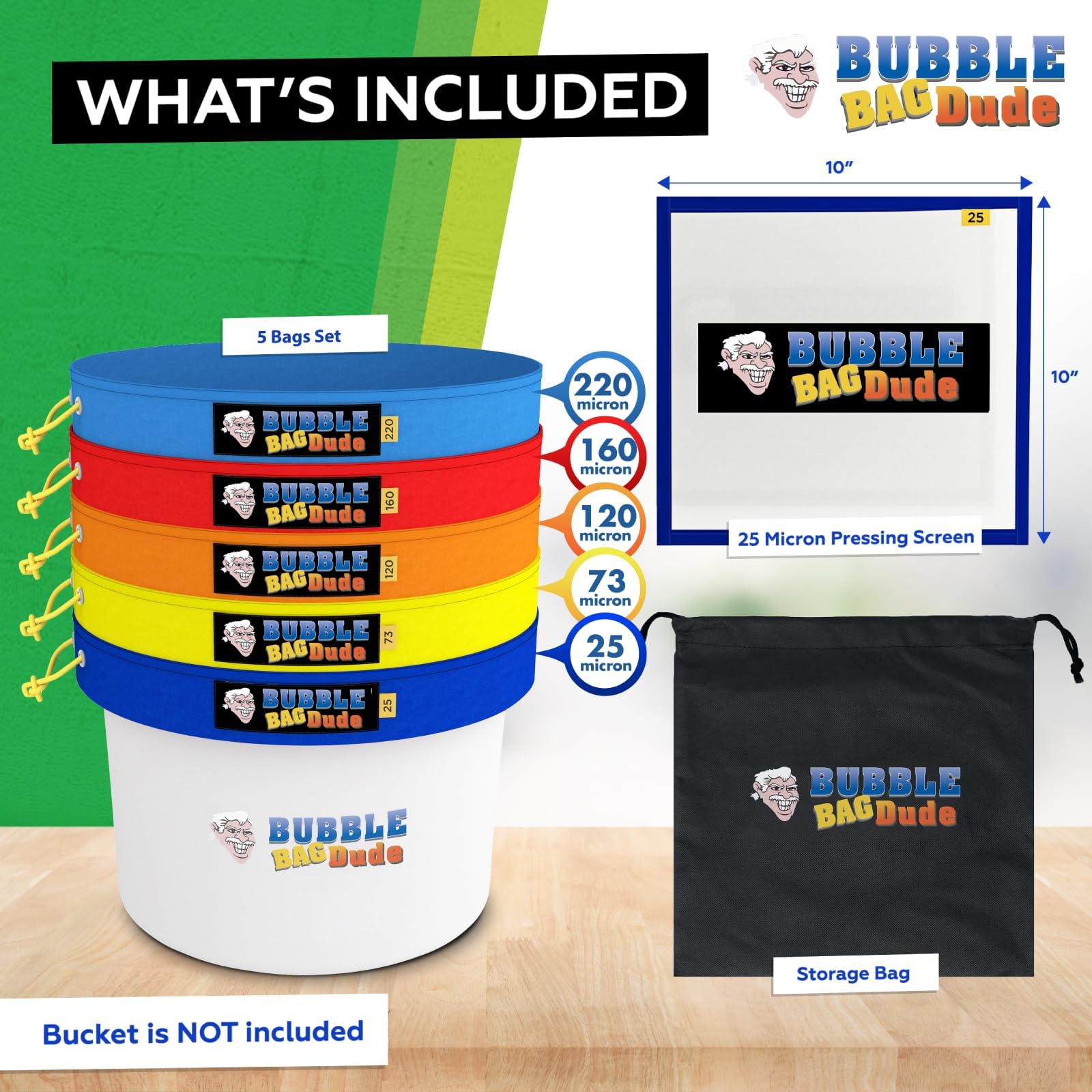 BUBBLEBAGDUDE 5 Gallon 5 Bag Kit Herbal Extraction System - 110V Bubble Bag Machine with Durable Filter Bags for Straining & Filtering - Perfect for Coffee, Beer Brewing, Essential Oils & Cannabis Processing