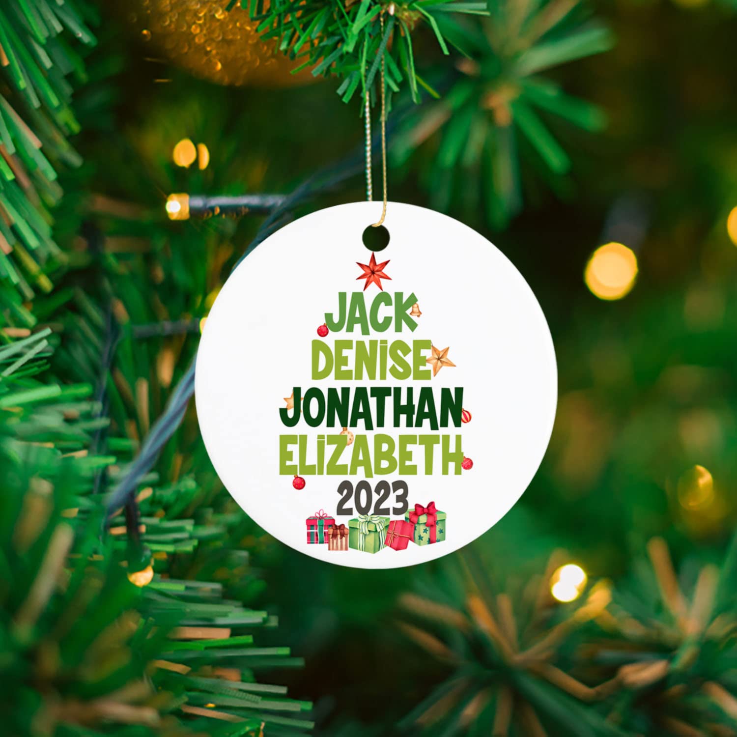 Personalized Family Name Christmas Ornament 2025 - Custom Engraved Tree Decor with Names - Perfect for Holiday Gifts, Family Reunions & Festive Home Decor